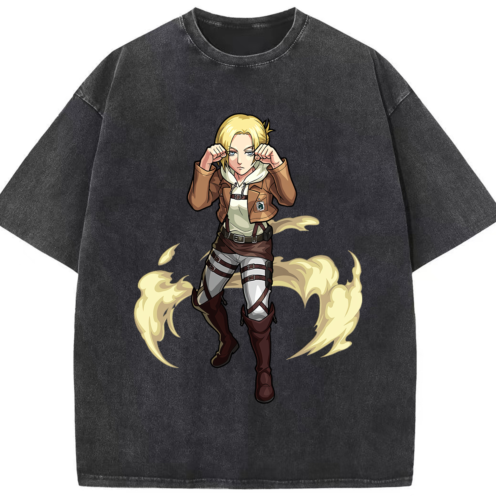 （画像用） 進撃の巨人 アニ・レオンハート Attack on Titan Annie Leonhart 綿100% ヴィンテージ風 半袖Tシャツ（フロントプリント）