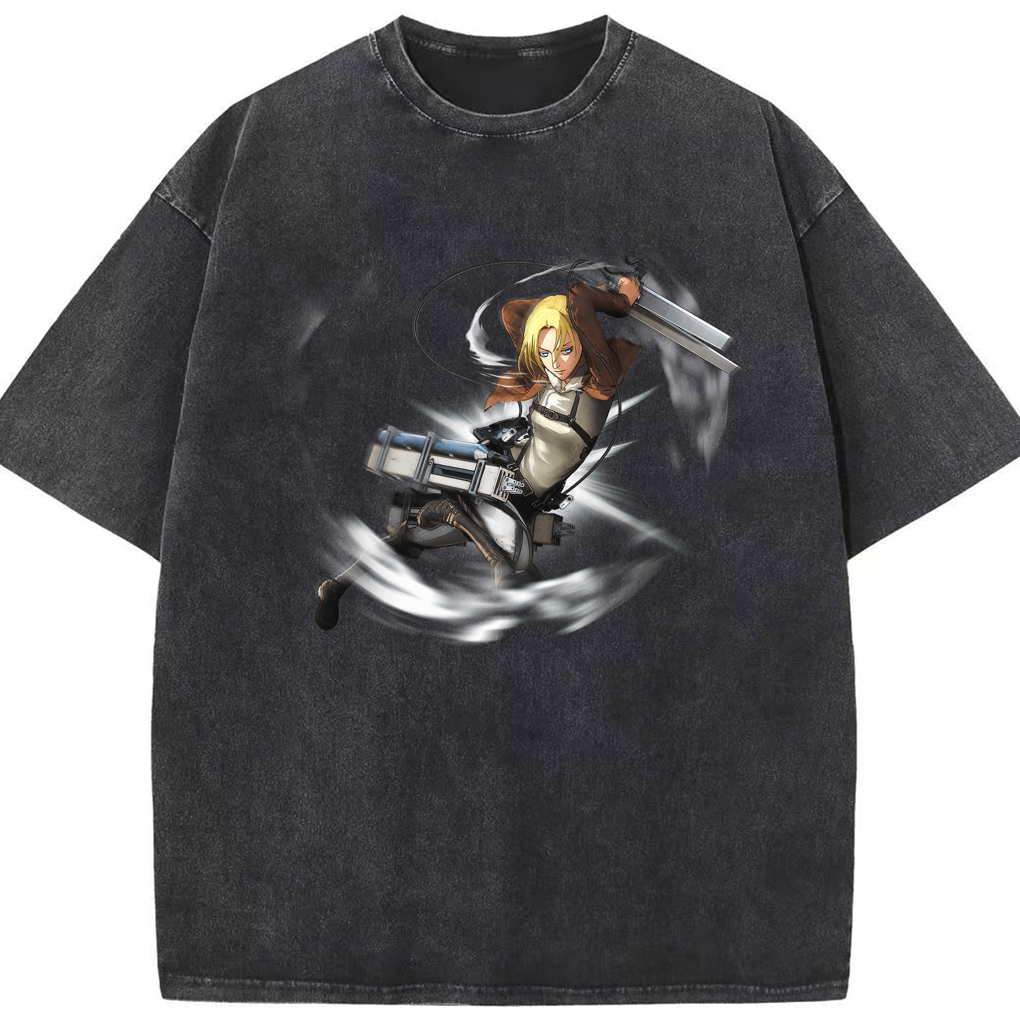 （画像用） 進撃の巨人 アニ・レオンハート Attack on Titan Annie Leonhart 綿100% ヴィンテージ風 半袖Tシャツ（フロントプリント）