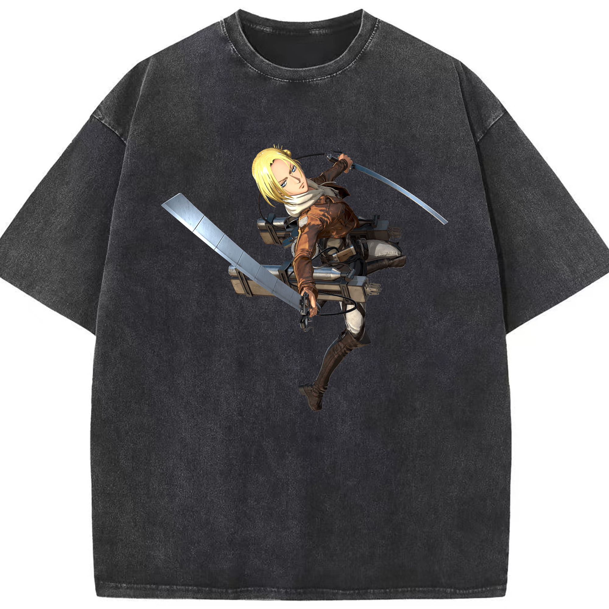 （画像用） 進撃の巨人 アニ・レオンハート Attack on Titan Annie Leonhart 綿100% ヴィンテージ風 半袖Tシャツ（フロントプリント）