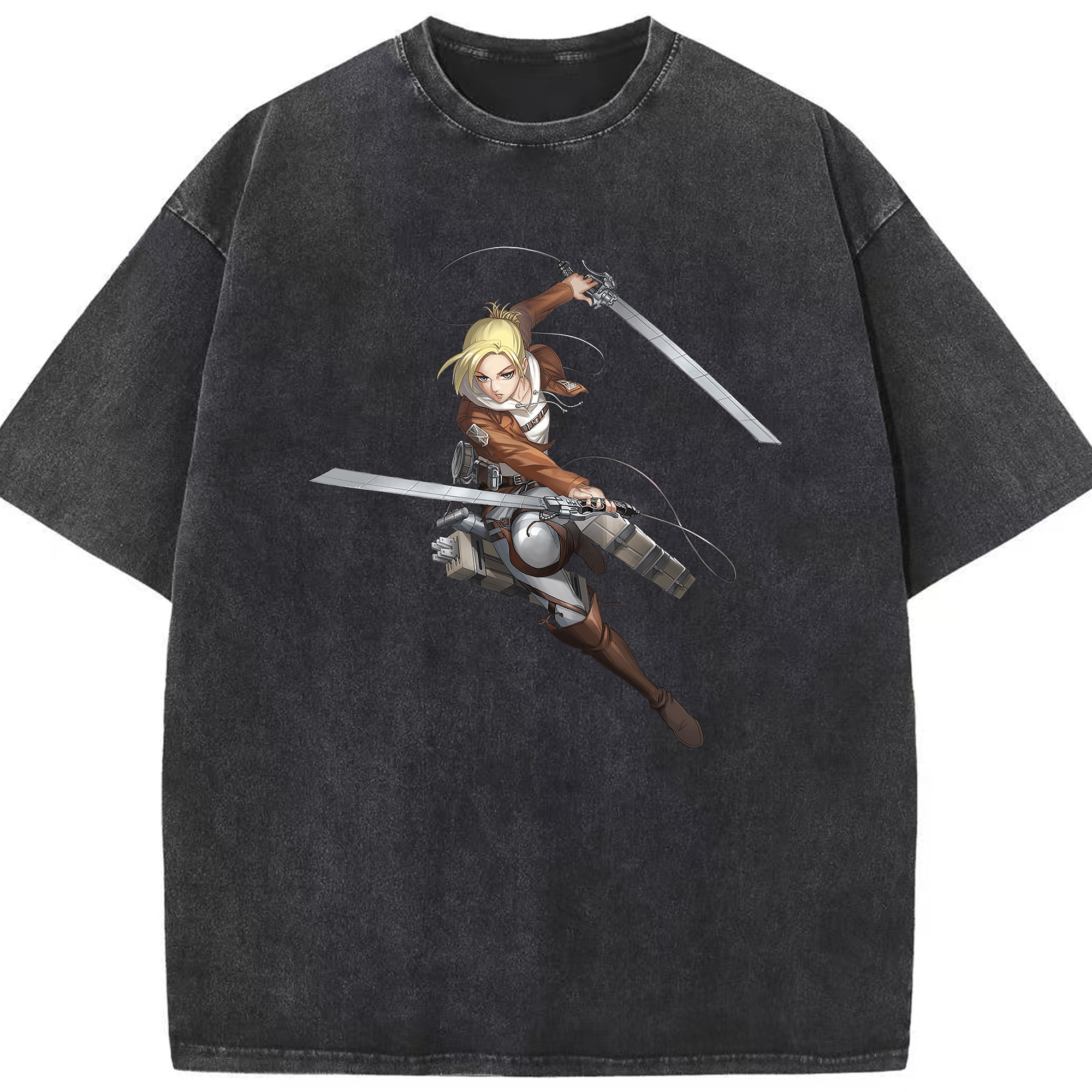 （画像用） 進撃の巨人 アニ・レオンハート Attack on Titan Annie Leonhart 綿100% ヴィンテージ風 半袖Tシャツ（フロントプリント）