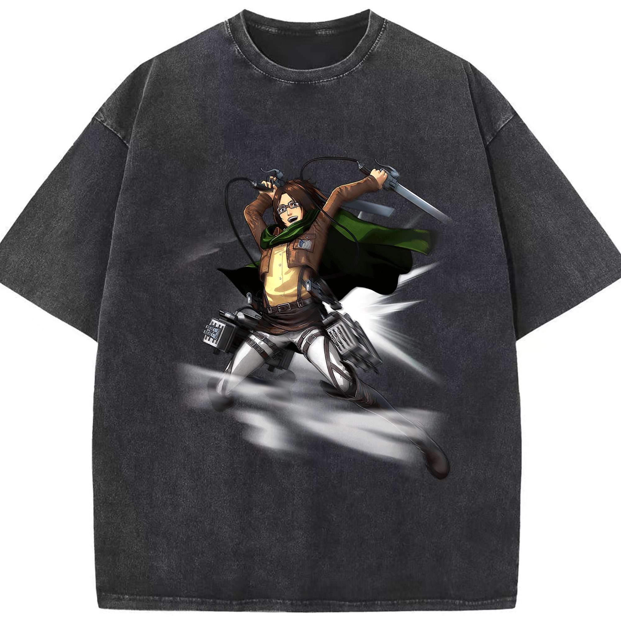 （画像用） 進撃の巨人 ハンジ·ゾエ Attack on Titan Hanji Zoe 綿100% ヴィンテージ風 半袖Tシャツ（フロントプリント）