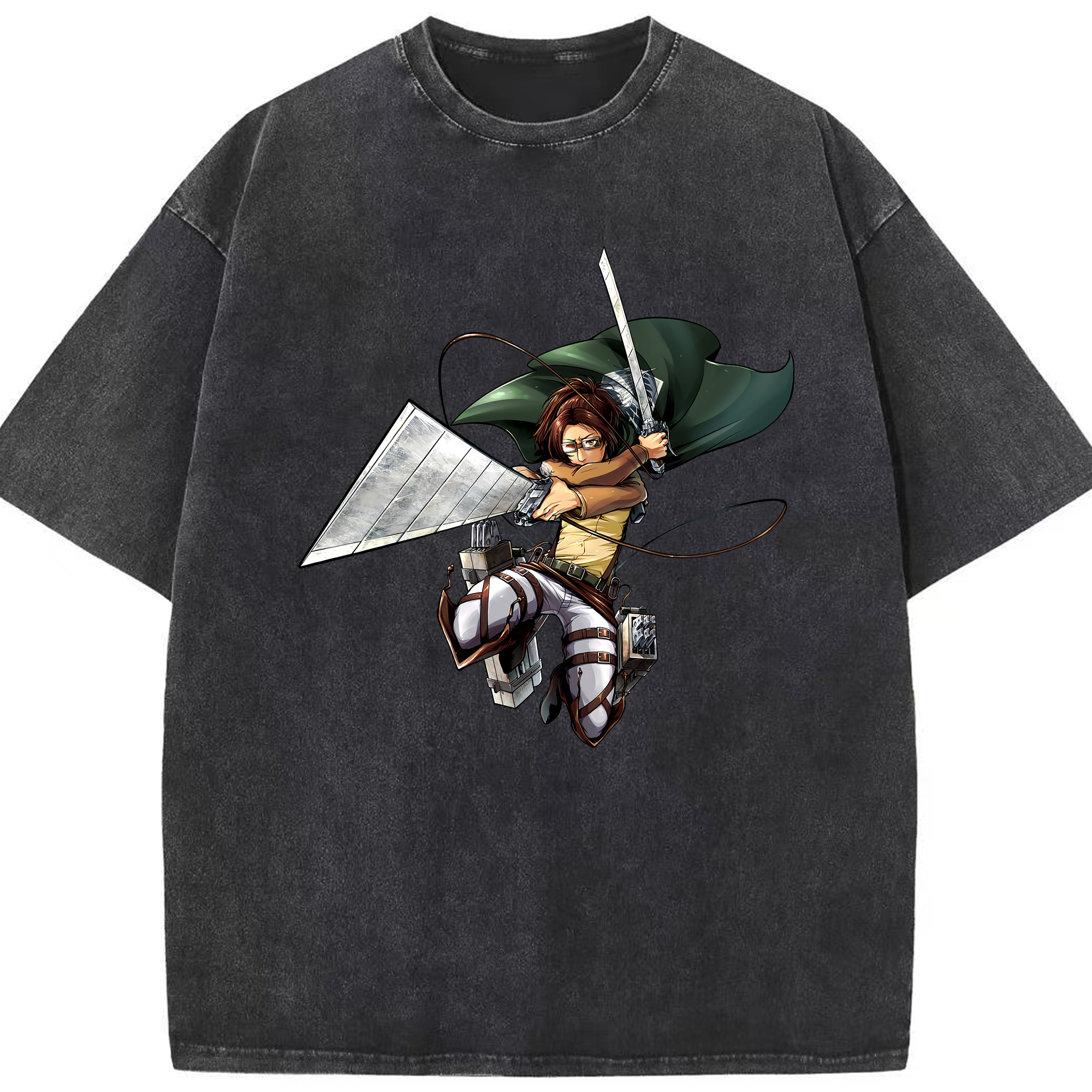 （画像用） 進撃の巨人 ハンジ·ゾエ Attack on Titan Hanji Zoe 綿100% ヴィンテージ風 半袖Tシャツ（フロントプリント）