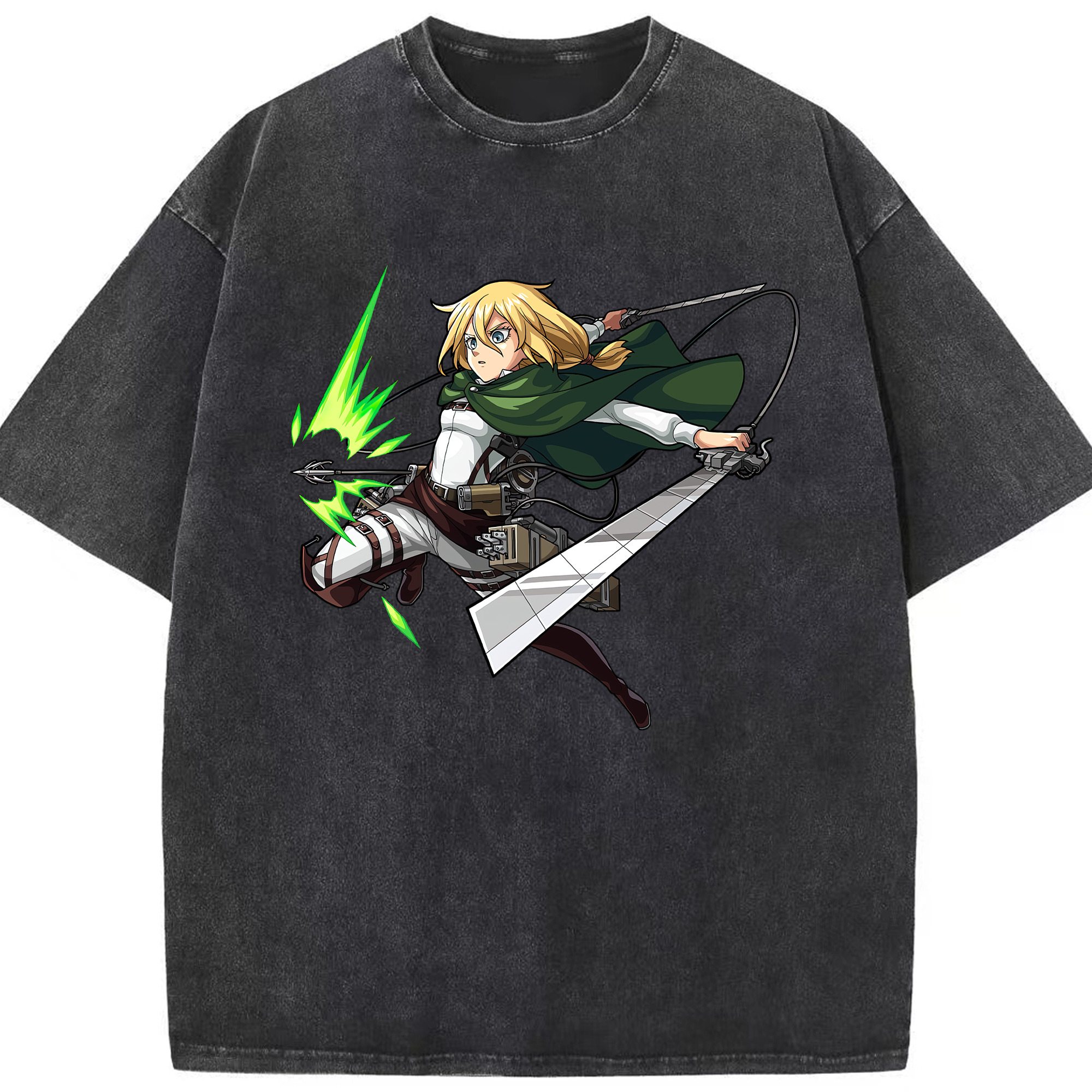 （画像用） 進撃の巨人 クリスタ·レンズ Attack on Titan Christa Lenz 綿100% ヴィンテージ風 半袖Tシャツ（フロントプリント）