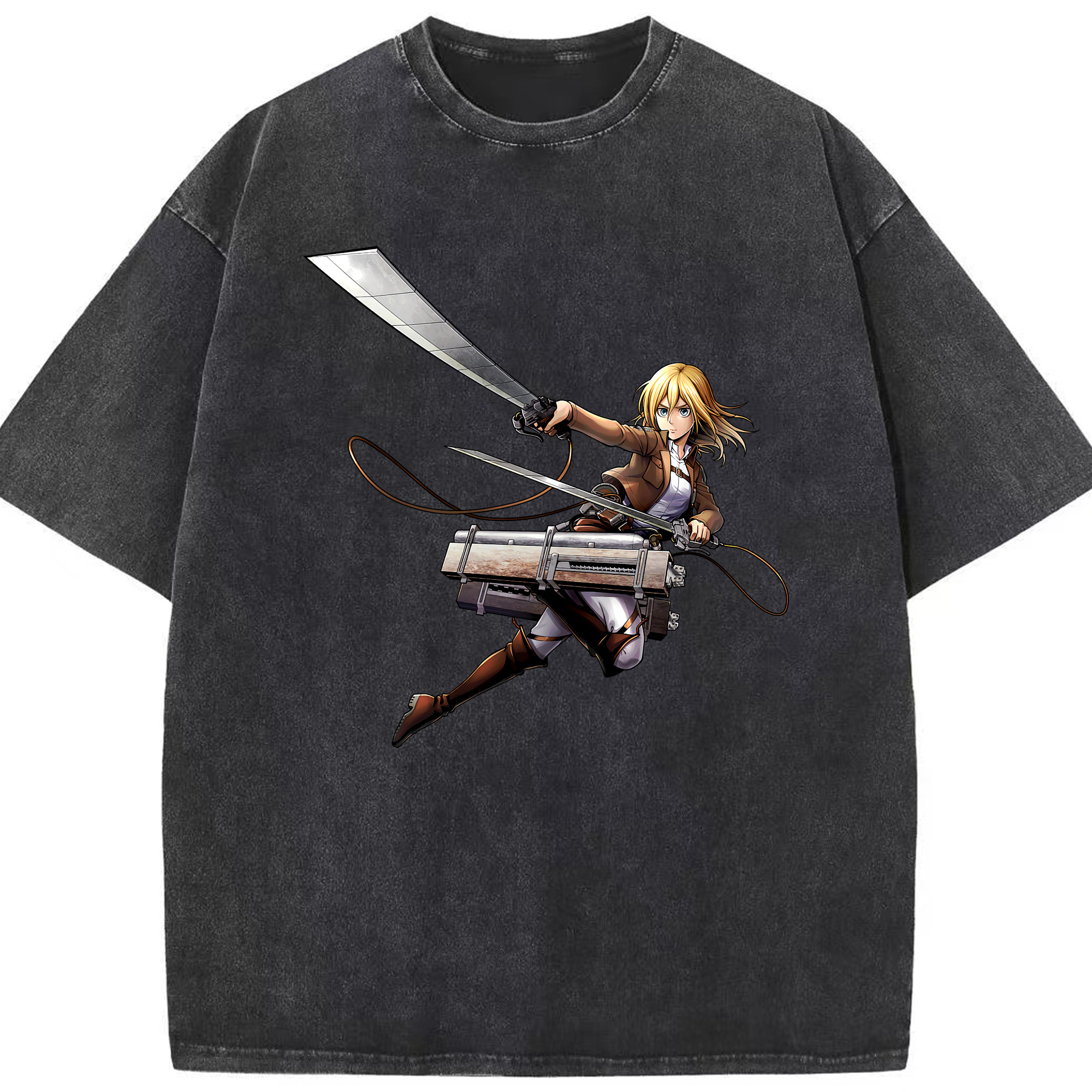 （画像用） 進撃の巨人 クリスタ·レンズ Attack on Titan Christa Lenz 綿100% ヴィンテージ風 半袖Tシャツ（フロントプリント）