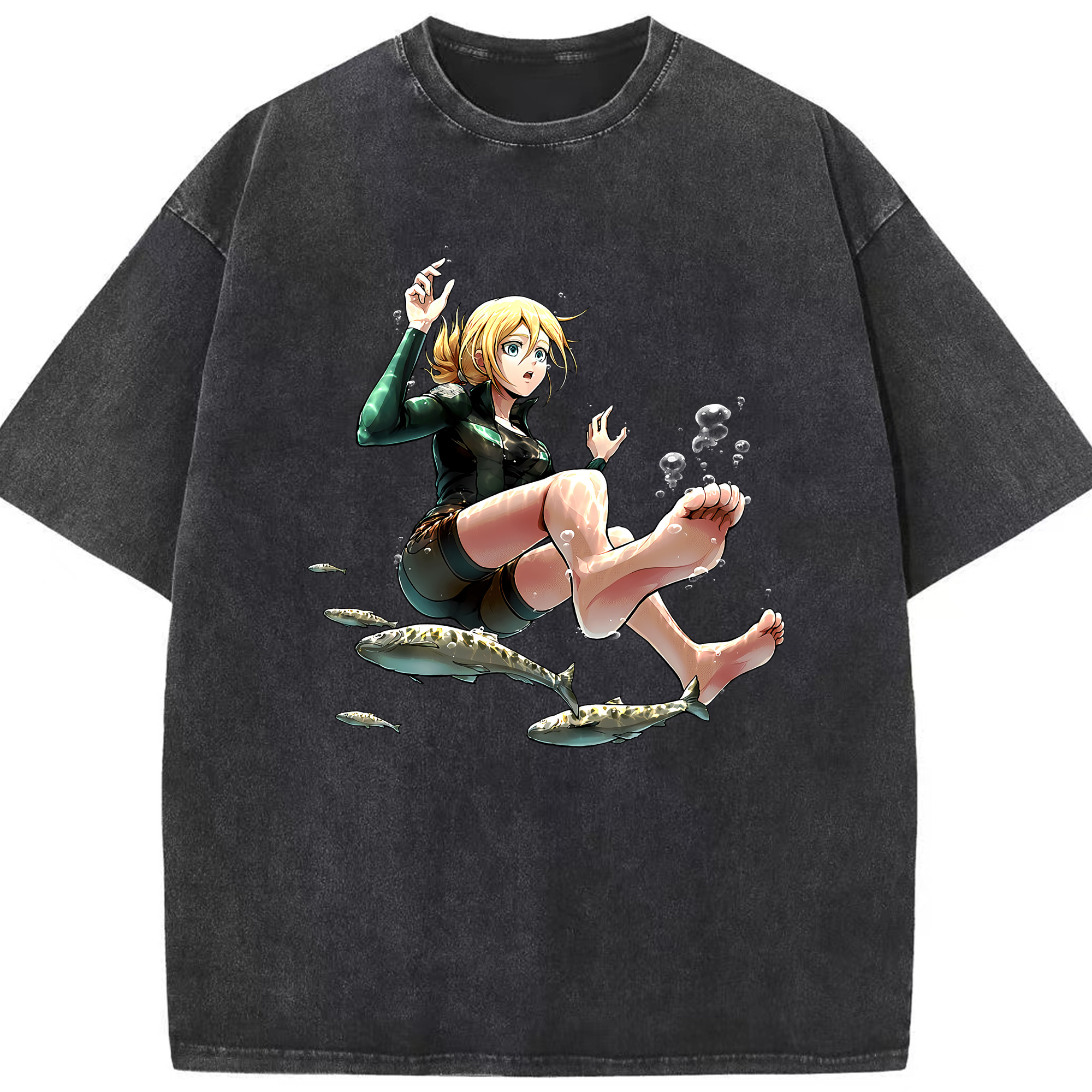 （画像用） 進撃の巨人 クリスタ·レンズ Attack on Titan Christa Lenz 綿100% ヴィンテージ風 半袖Tシャツ（フロントプリント）