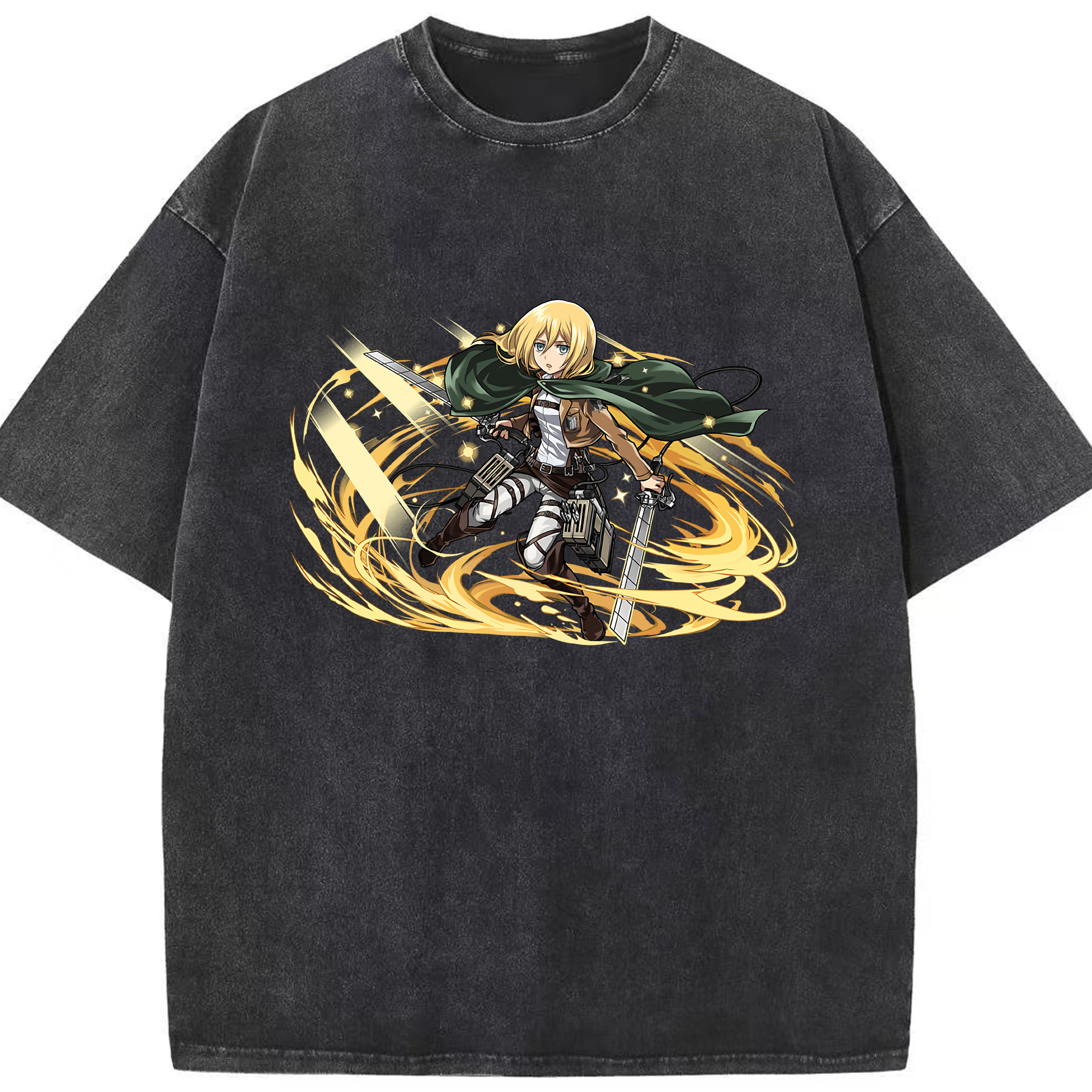 （画像用） 進撃の巨人 クリスタ·レンズ Attack on Titan Christa Lenz 綿100% ヴィンテージ風 半袖Tシャツ（フロントプリント）