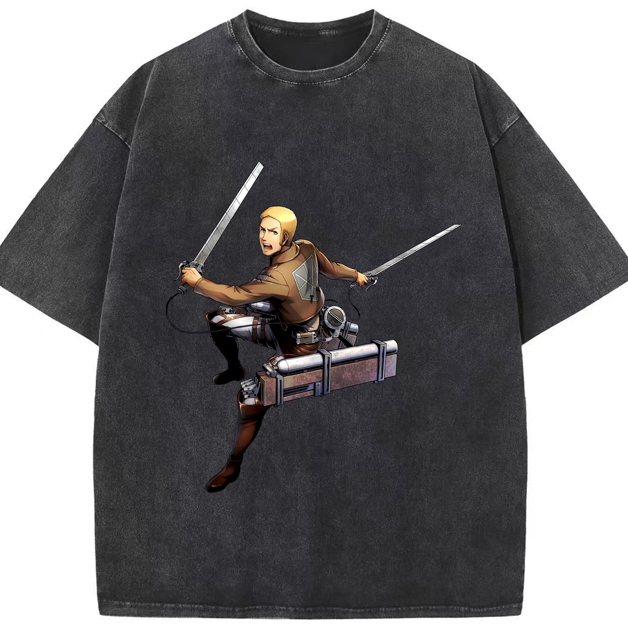 （画像用） 進撃の巨人 ライナー・ブラウン Attack on Titan Reiner Braun 綿100% ヴィンテージ風 半袖Tシャツ（フロントプリント）