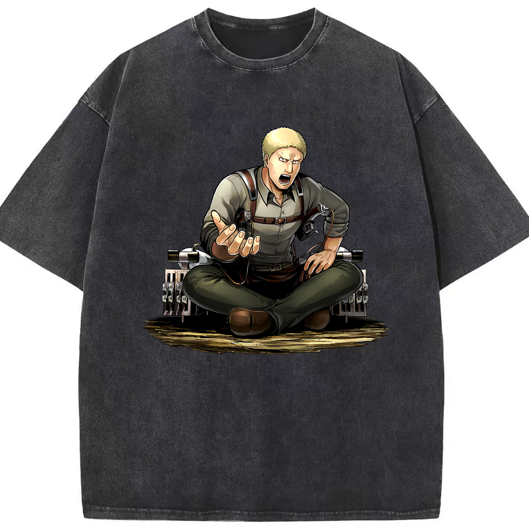 （画像用） 進撃の巨人 ライナー・ブラウン Attack on Titan Reiner Braun 綿100% ヴィンテージ風 半袖Tシャツ（フロントプリント）