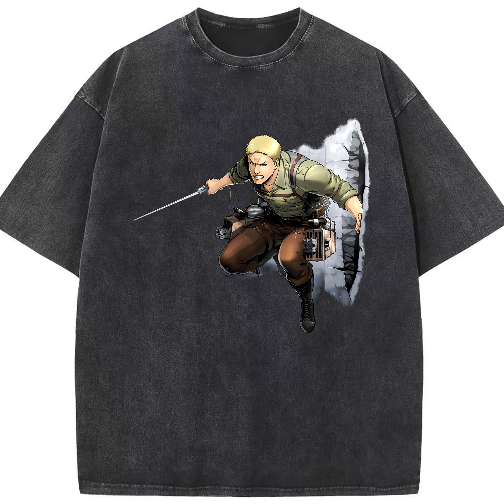 （画像用） 進撃の巨人 ライナー・ブラウン Attack on Titan Reiner Braun 綿100% ヴィンテージ風 半袖Tシャツ（フロントプリント）