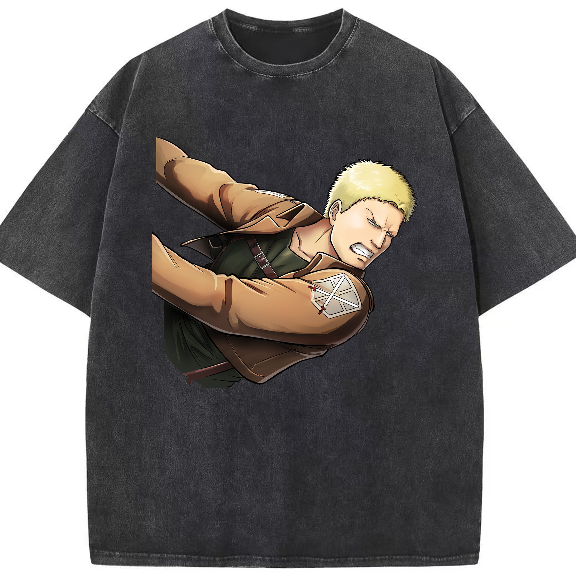 （画像用） 進撃の巨人 ライナー・ブラウン Attack on Titan Reiner Braun 綿100% ヴィンテージ風 半袖Tシャツ（フロントプリント）
