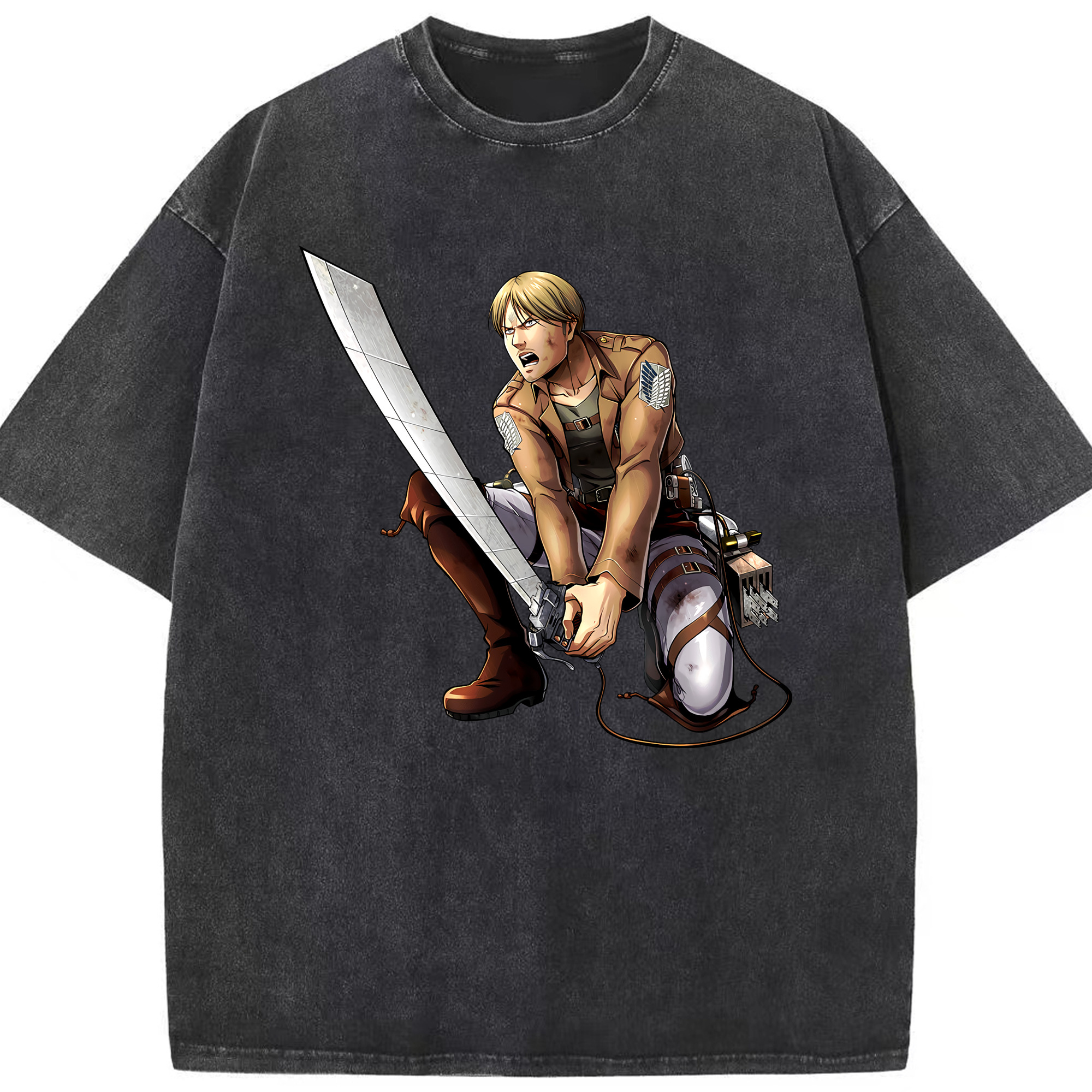 （画像用） 進撃の巨人 ミケ·ザカリアス Attack on Titan Mike Zakarius 綿100% ヴィンテージ風 半袖Tシャツ（フロントプリント）