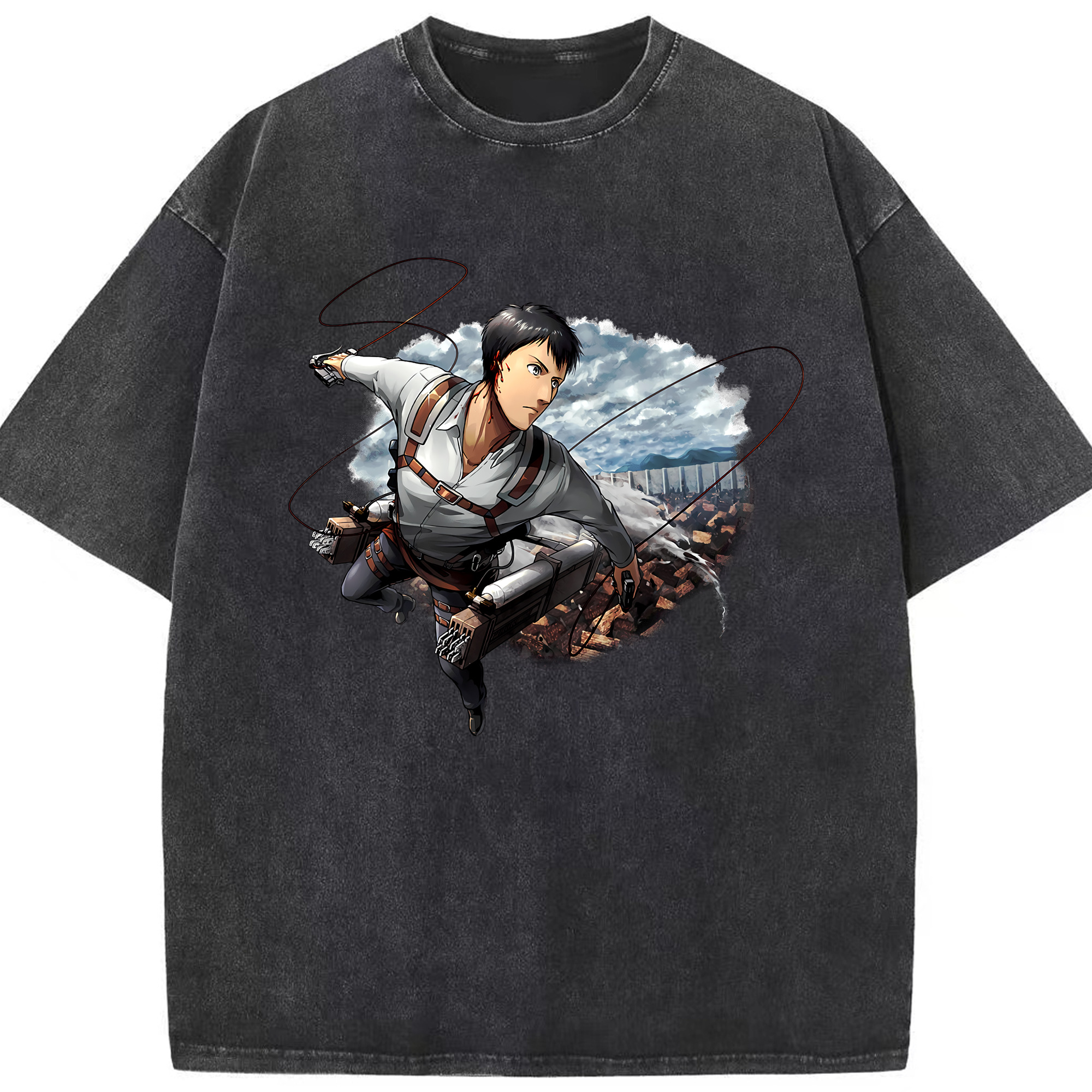 （画像用） 進撃の巨人 ベルトルト・フーバー Attack on Titan Bertholdt Hoover 綿100% ヴィンテージ風 半袖Tシャツ（フロントプリント）
