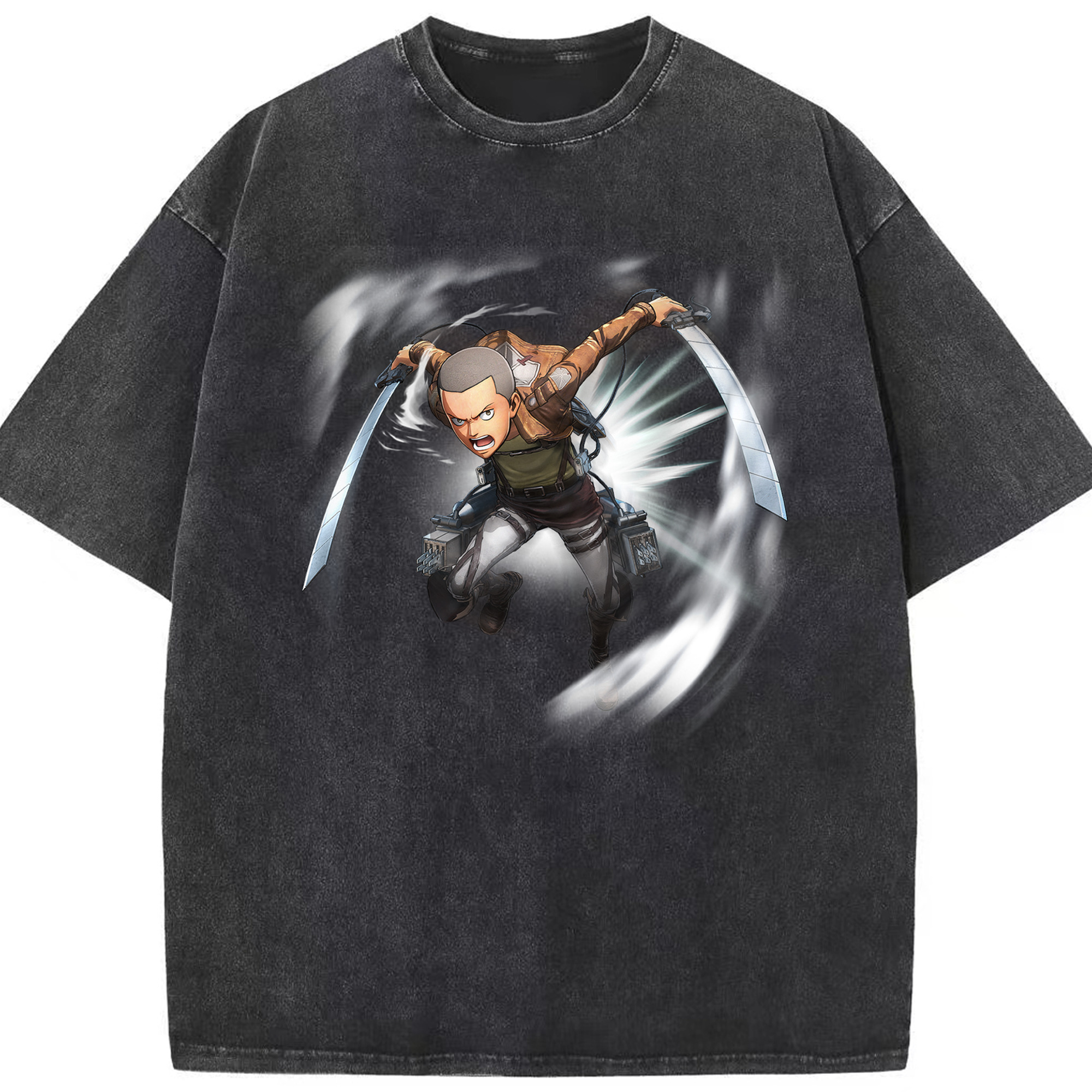 （画像用） 進撃の巨人 コニー·スプリンガー Attack on Titan Connie Springer 綿100% ヴィンテージ風 半袖Tシャツ（フロントプリント）