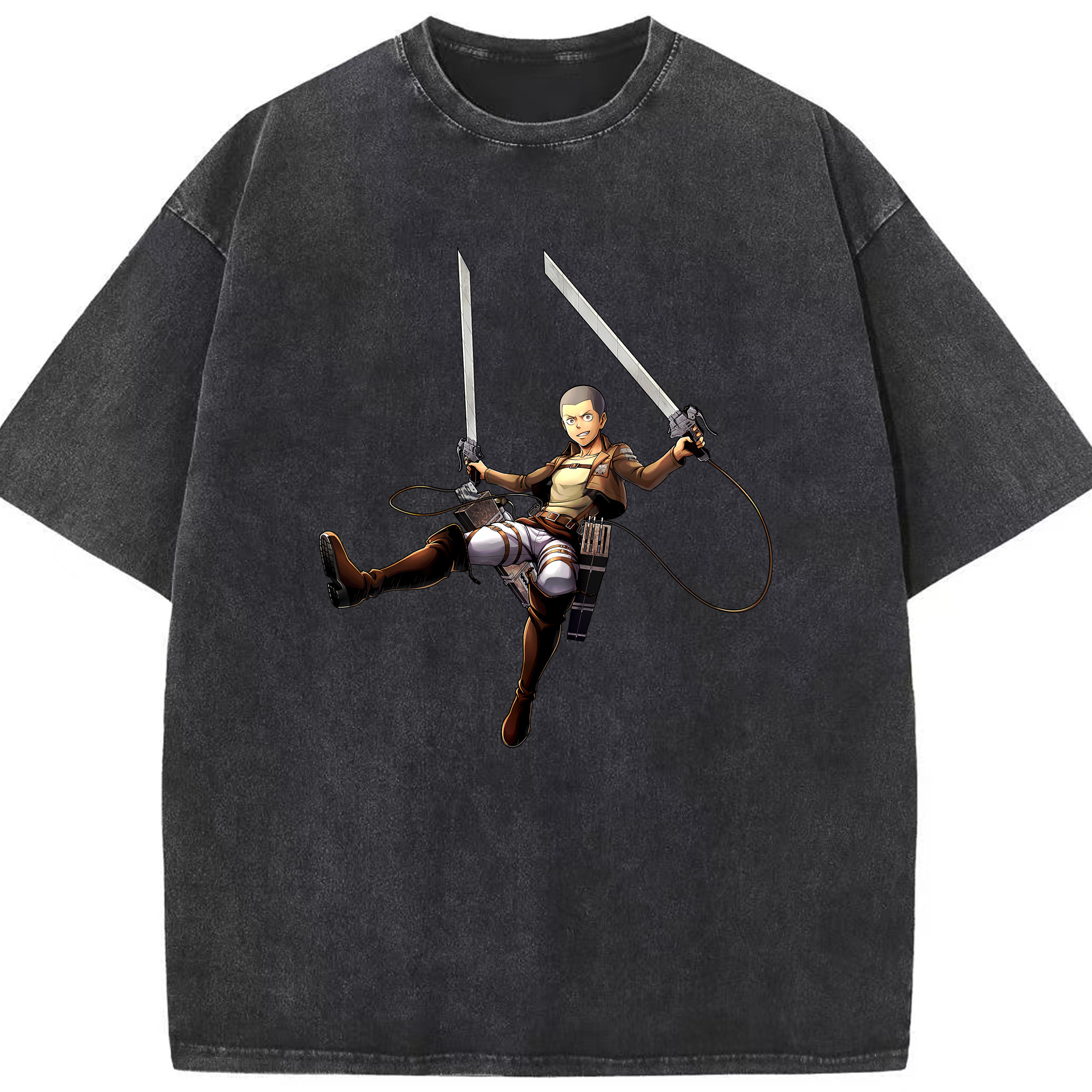 （画像用） 進撃の巨人 コニー·スプリンガー Attack on Titan Connie Springer 綿100% ヴィンテージ風 半袖Tシャツ（フロントプリント）