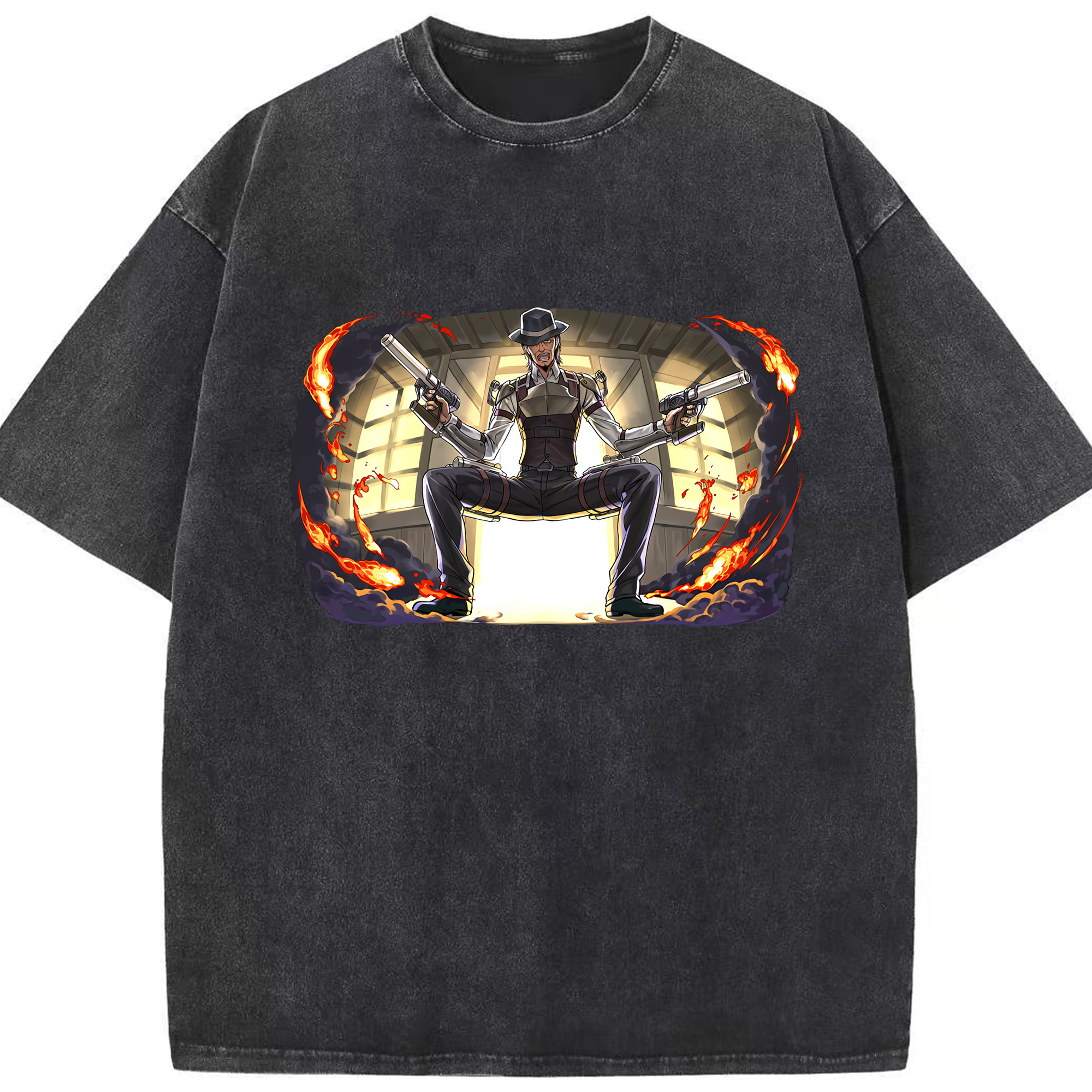 （画像用） 進撃の巨人 ケニー·アッカーマン Attack on Titan Kenny Ackerman 綿100% ヴィンテージ風 半袖Tシャツ（フロントプリント）