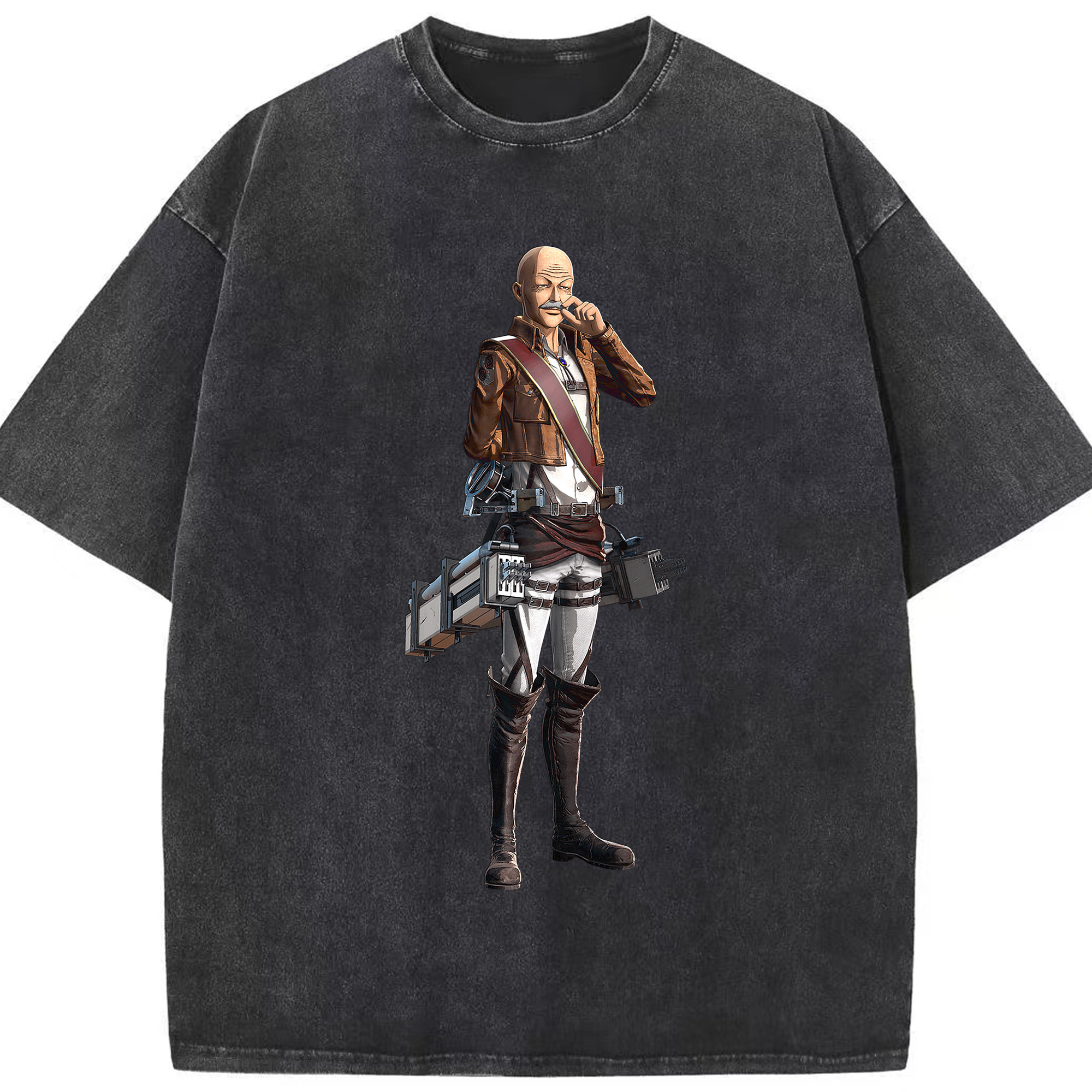 （画像用） 進撃の巨人 ドット·ピクシス Attack on Titan Dot Pixis 綿100% ヴィンテージ風 半袖Tシャツ（フロントプリント）