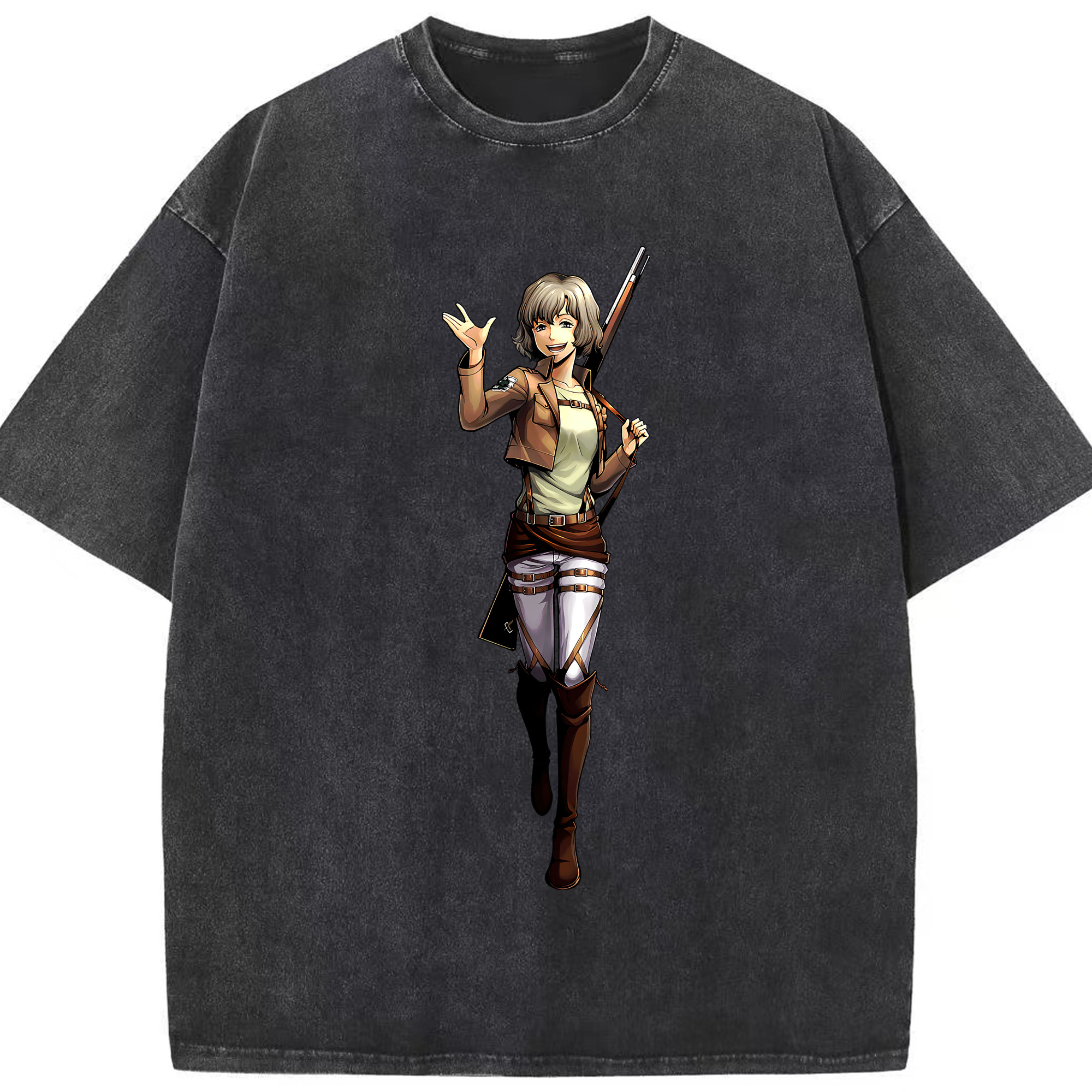（画像用） 進撃の巨人 ヒツチ Attack on Titan Hitch 綿100% ヴィンテージ風 半袖Tシャツ（フロントプリント）