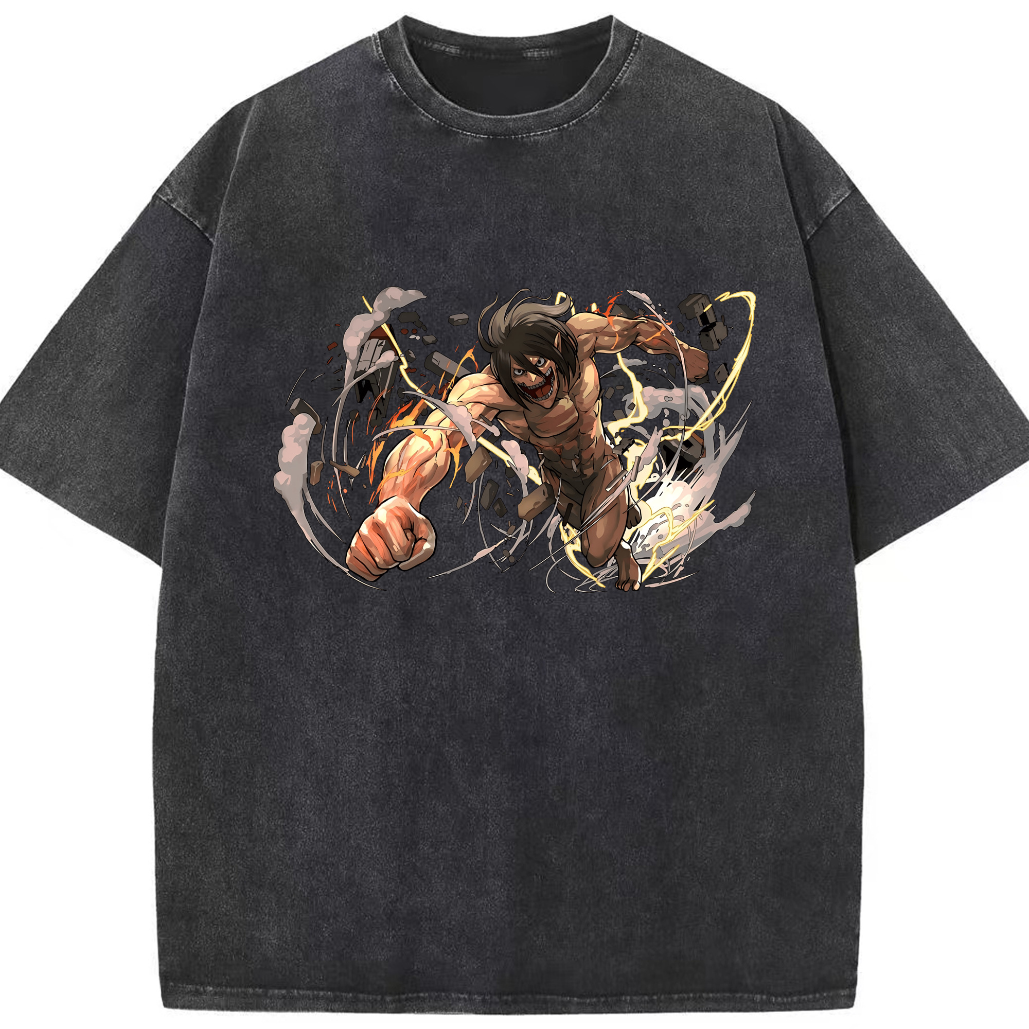 （画像用） 進撃の巨人 Attack on Titan 綿100% ヴィンテージ風 半袖Tシャツ（フロントプリント）