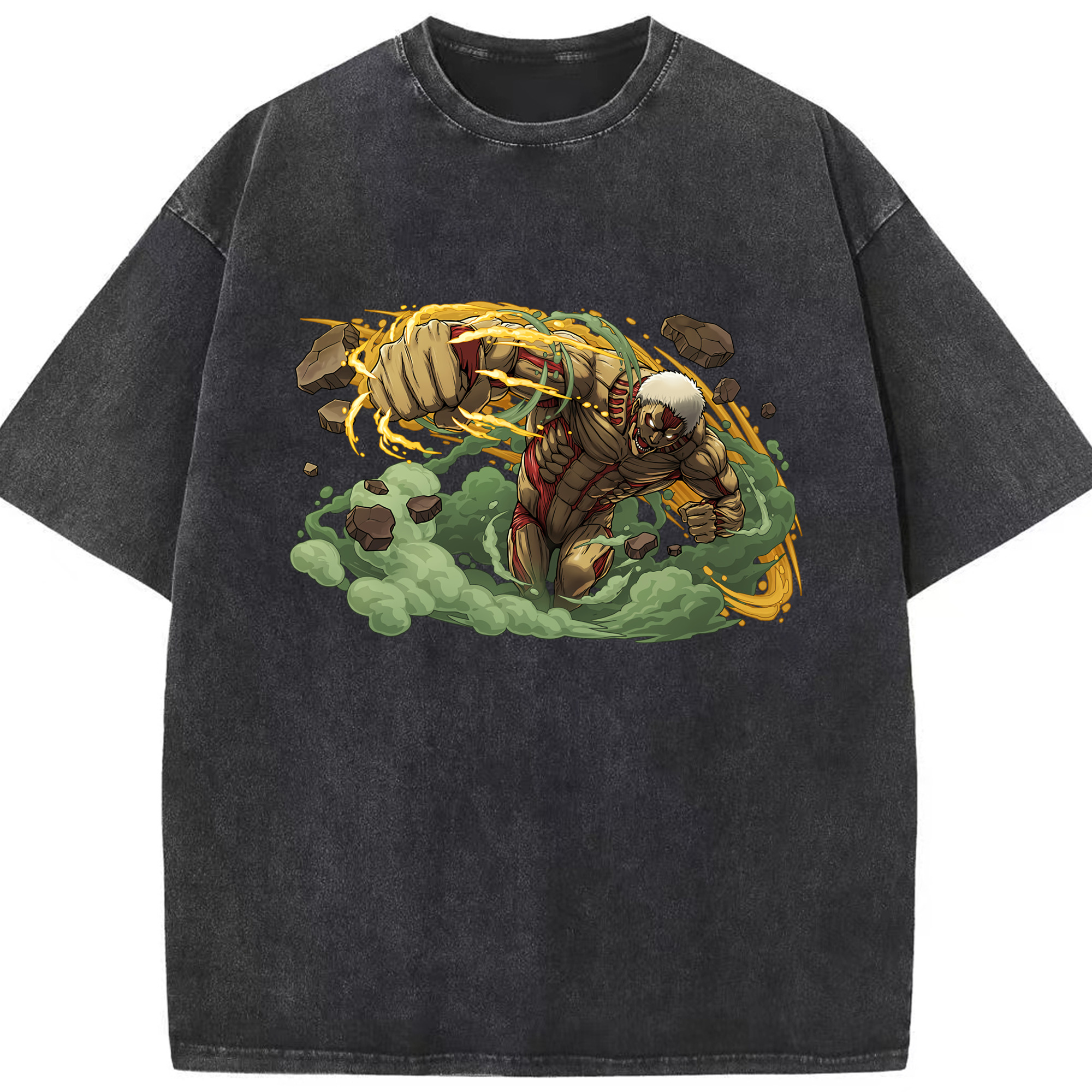 （画像用） 進撃の巨人 Attack on Titan 綿100% ヴィンテージ風 半袖Tシャツ（フロントプリント）