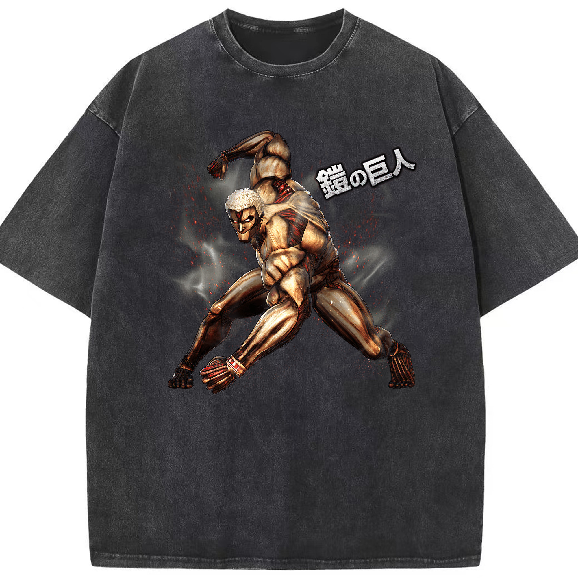 （画像用） 進撃の巨人 Attack on Titan 綿100% ヴィンテージ風 半袖Tシャツ（フロントプリント）