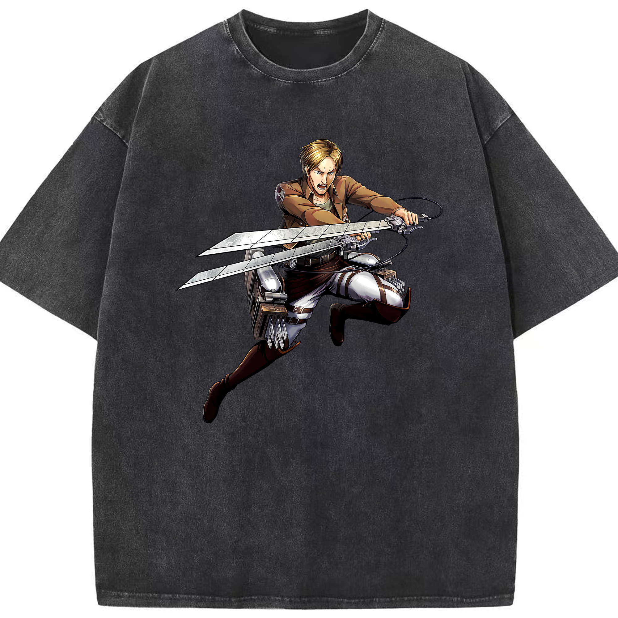 （画像用） 進撃の巨人 Attack on Titan 綿100% ヴィンテージ風 半袖Tシャツ（フロントプリント）