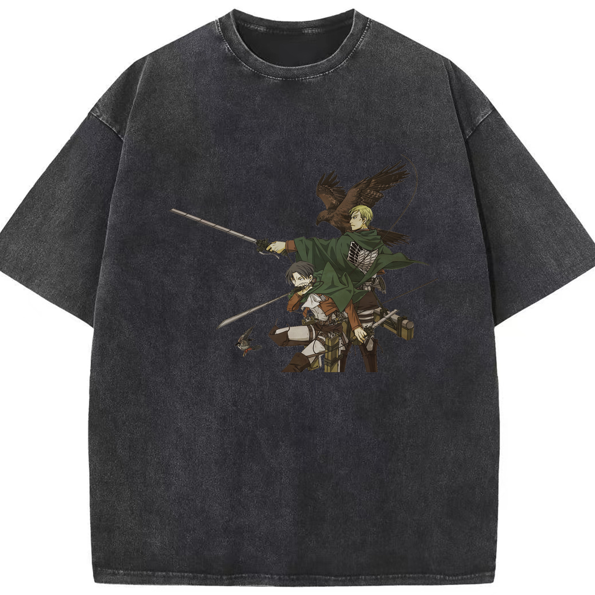 （画像用） 進撃の巨人 Attack on Titan 綿100% ヴィンテージ風 半袖Tシャツ（フロントプリント）