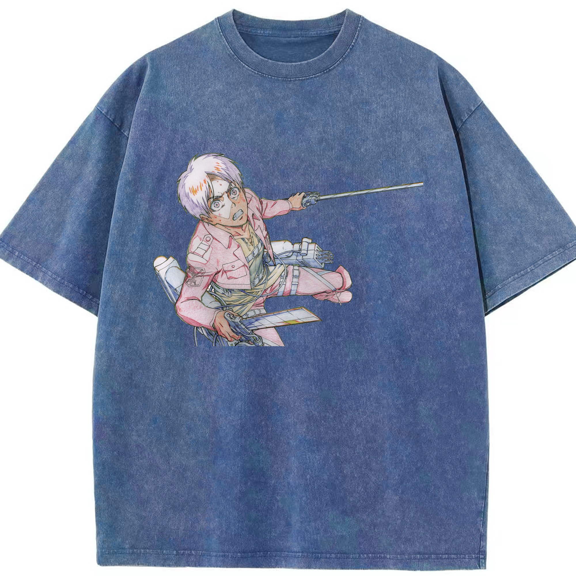（画像用） 進撃の巨人 エレン･イェーガー Attack on Titan Eren Jäger 綿100% ヴィンテージ風 半袖Tシャツ（フロントプリント）