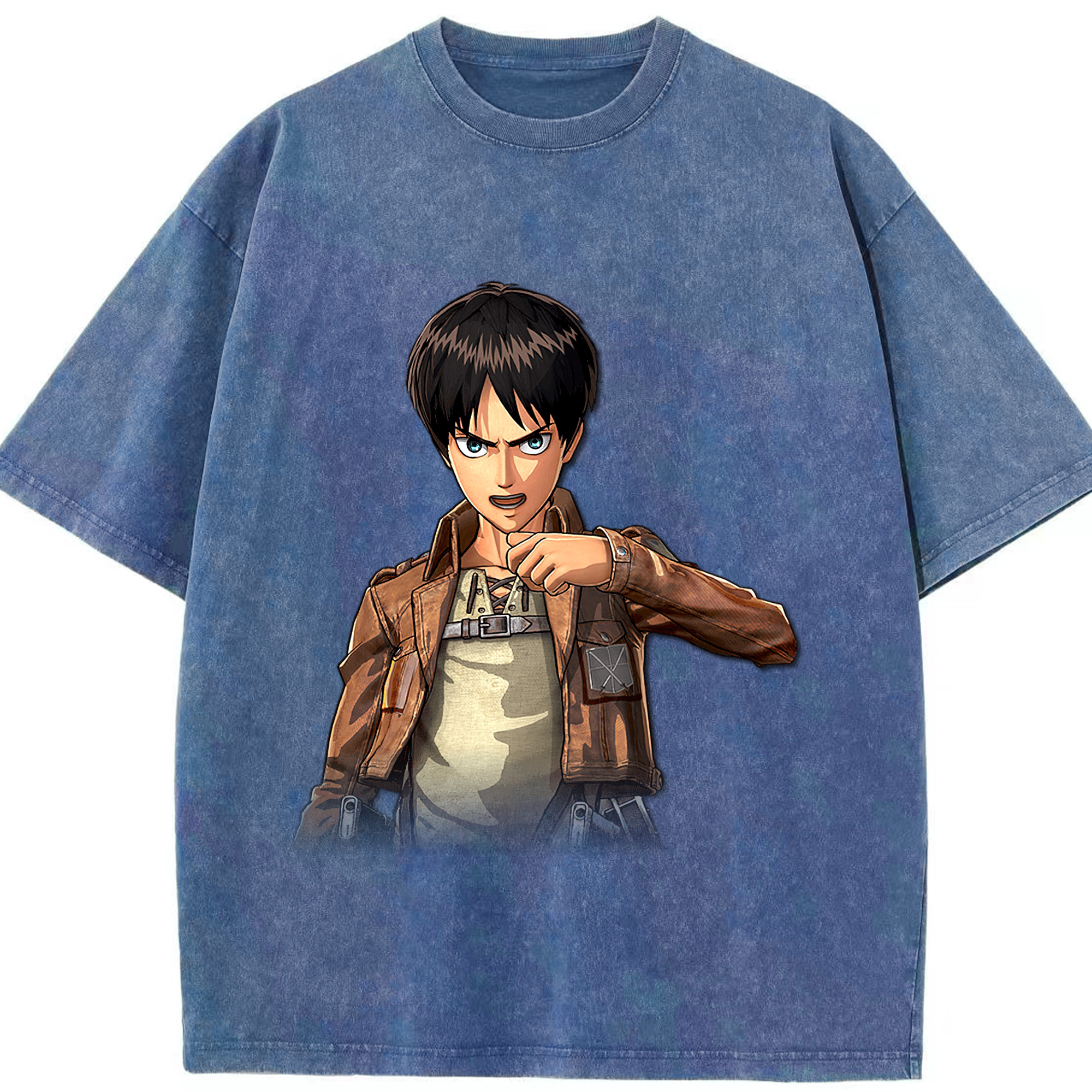 （画像用） 進撃の巨人 エレン･イェーガー Attack on Titan Eren Jäger 綿100% ヴィンテージ風 半袖Tシャツ（フロントプリント）