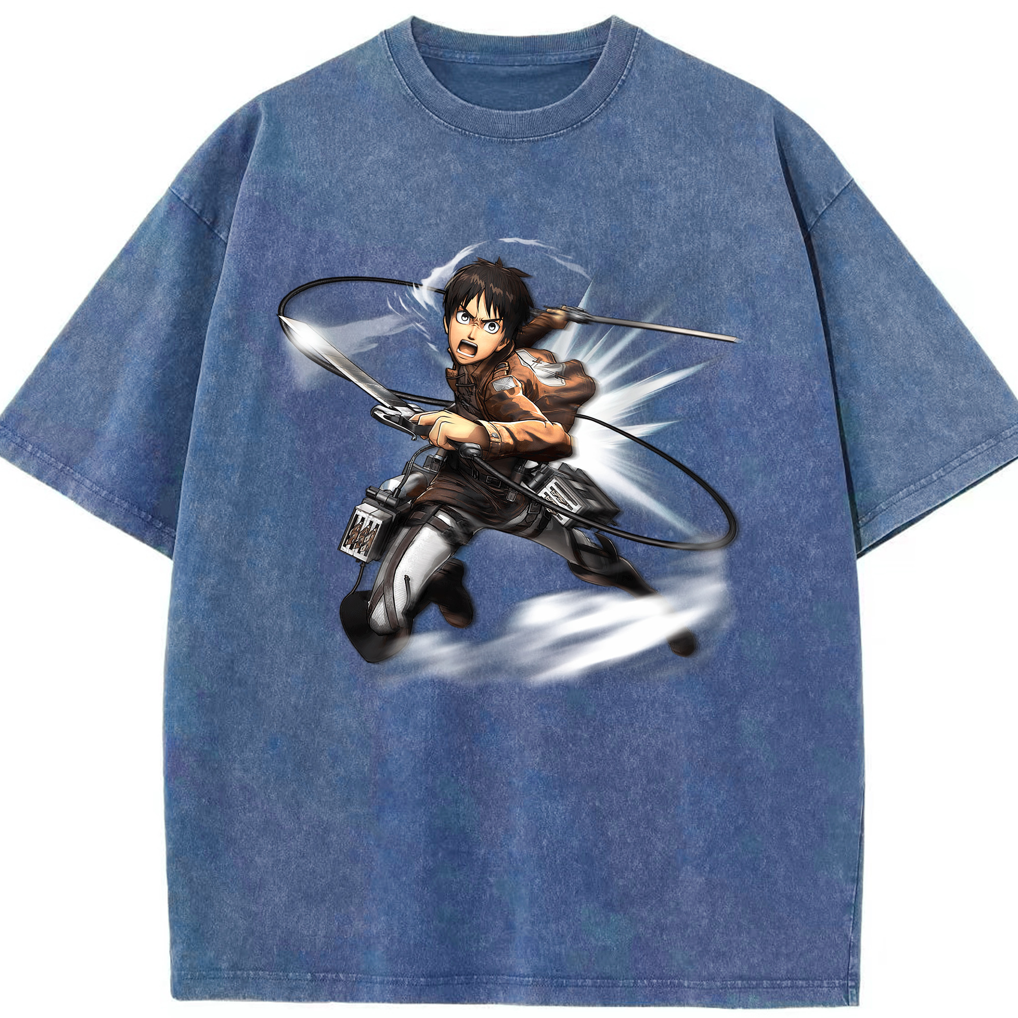 （画像用） 進撃の巨人 エレン･イェーガー Attack on Titan Eren Jäger 綿100% ヴィンテージ風 半袖Tシャツ（フロントプリント）