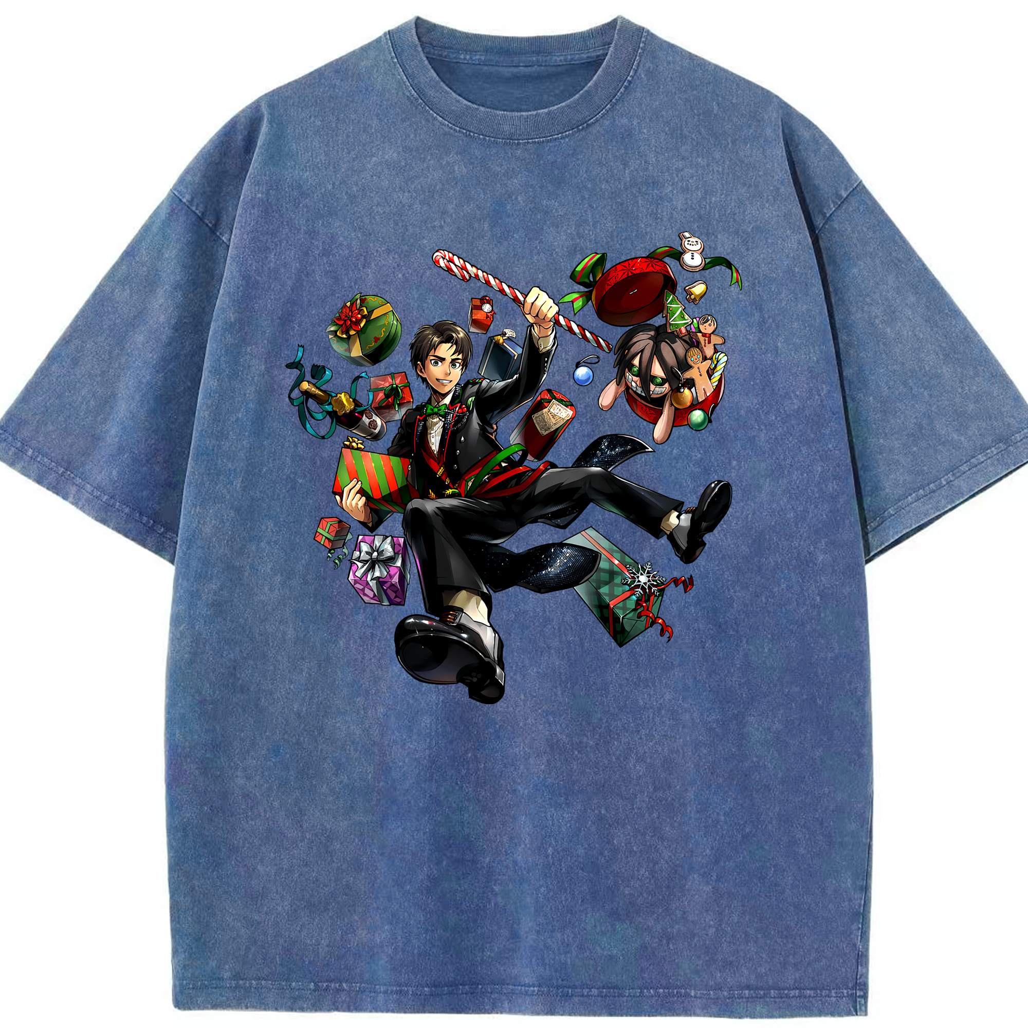 （画像用） 進撃の巨人 エレン･イェーガー Attack on Titan Eren Jäger 綿100% ヴィンテージ風 半袖Tシャツ（フロントプリント）