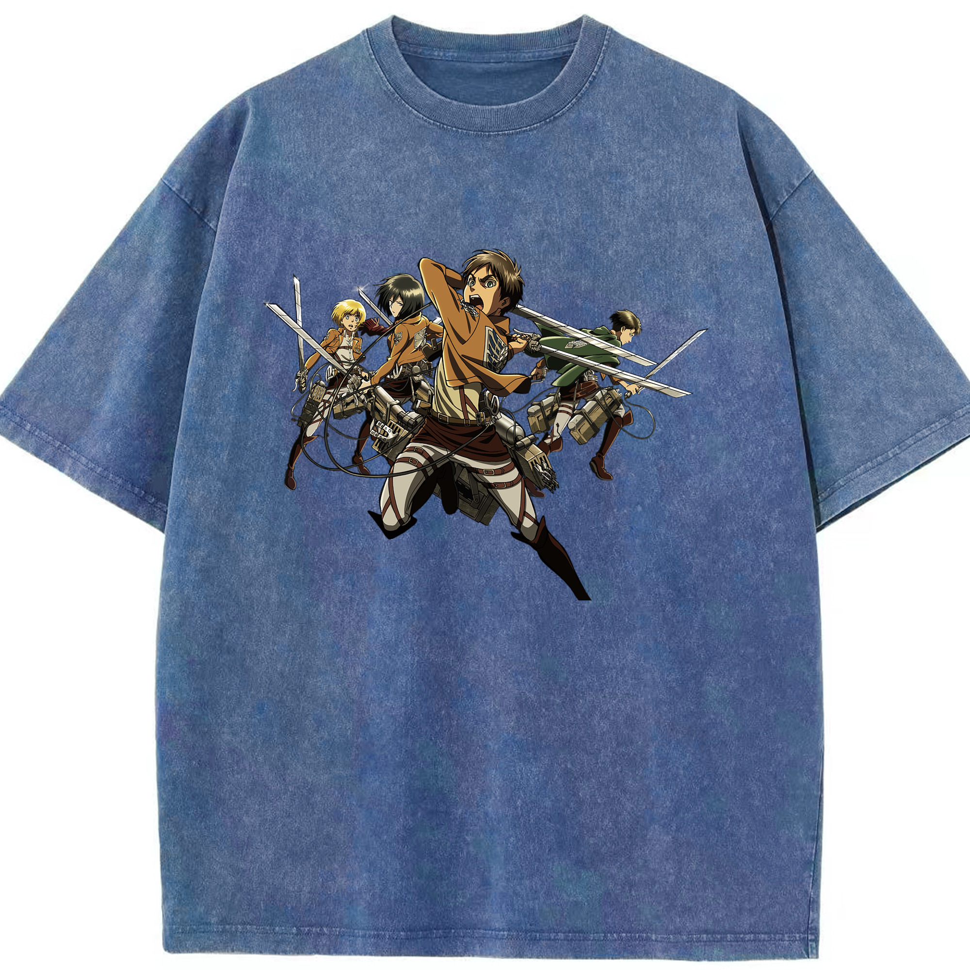 （画像用） 進撃の巨人 エレン･イェーガー Attack on Titan Eren Jäger 綿100% ヴィンテージ風 半袖Tシャツ（フロントプリント）