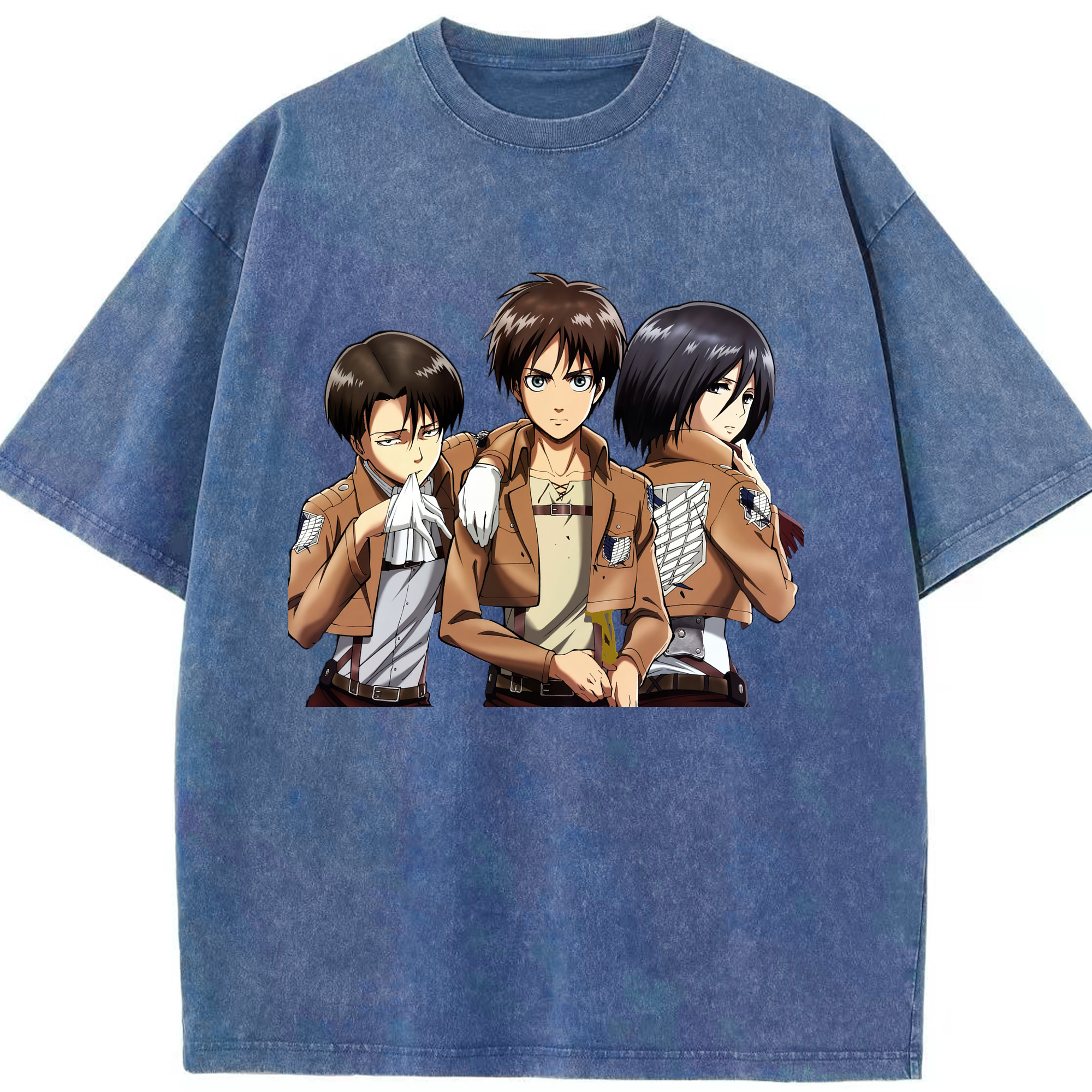（画像用） 進撃の巨人 エレン･イェーガー Attack on Titan Eren Jäger 綿100% ヴィンテージ風 半袖Tシャツ（フロントプリント）