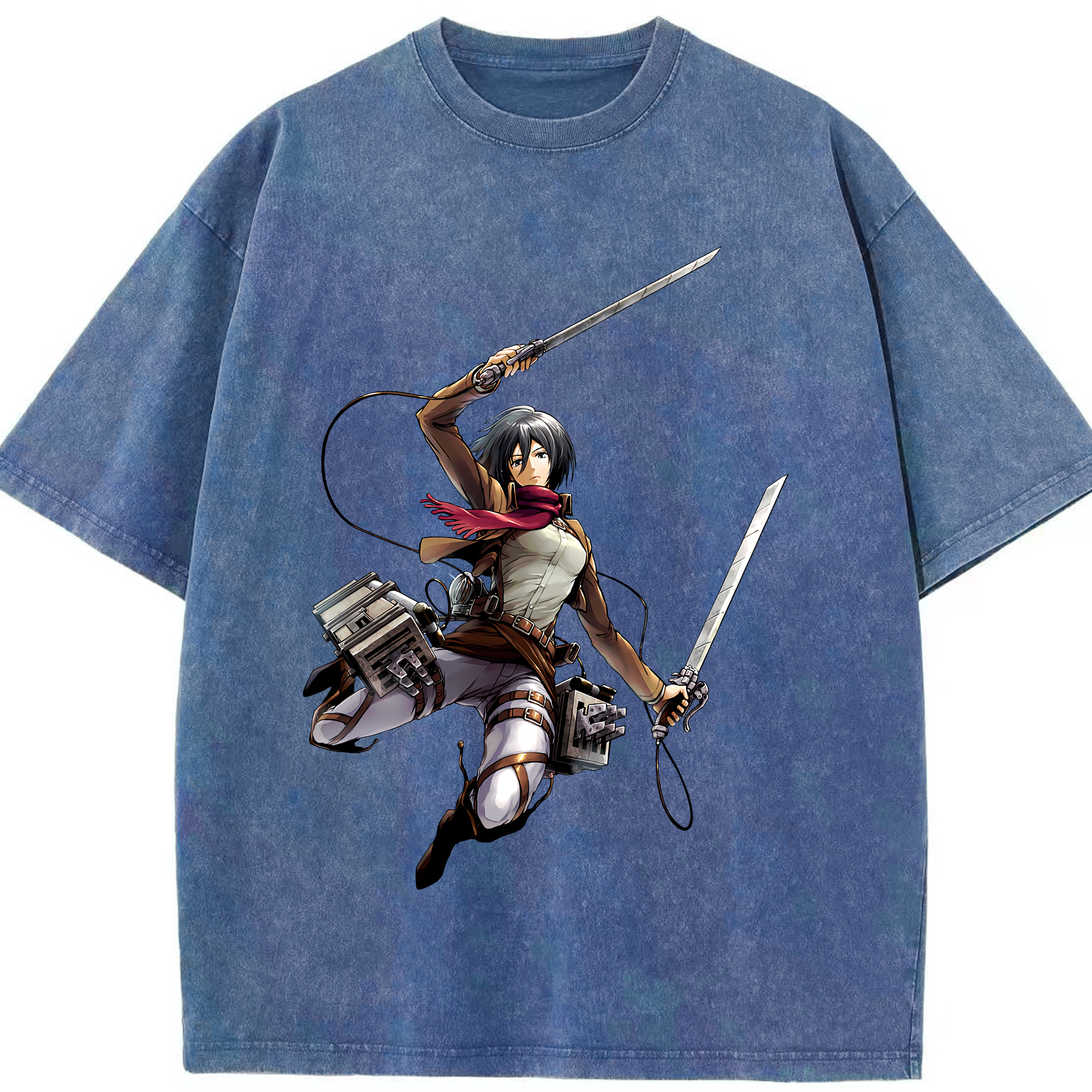 （画像用） 進撃の巨人 ミカサ·アッカーマン Attack on Titan Mikasa Ackerman 綿100% ヴィンテージ風 半袖Tシャツ（フロントプリント）