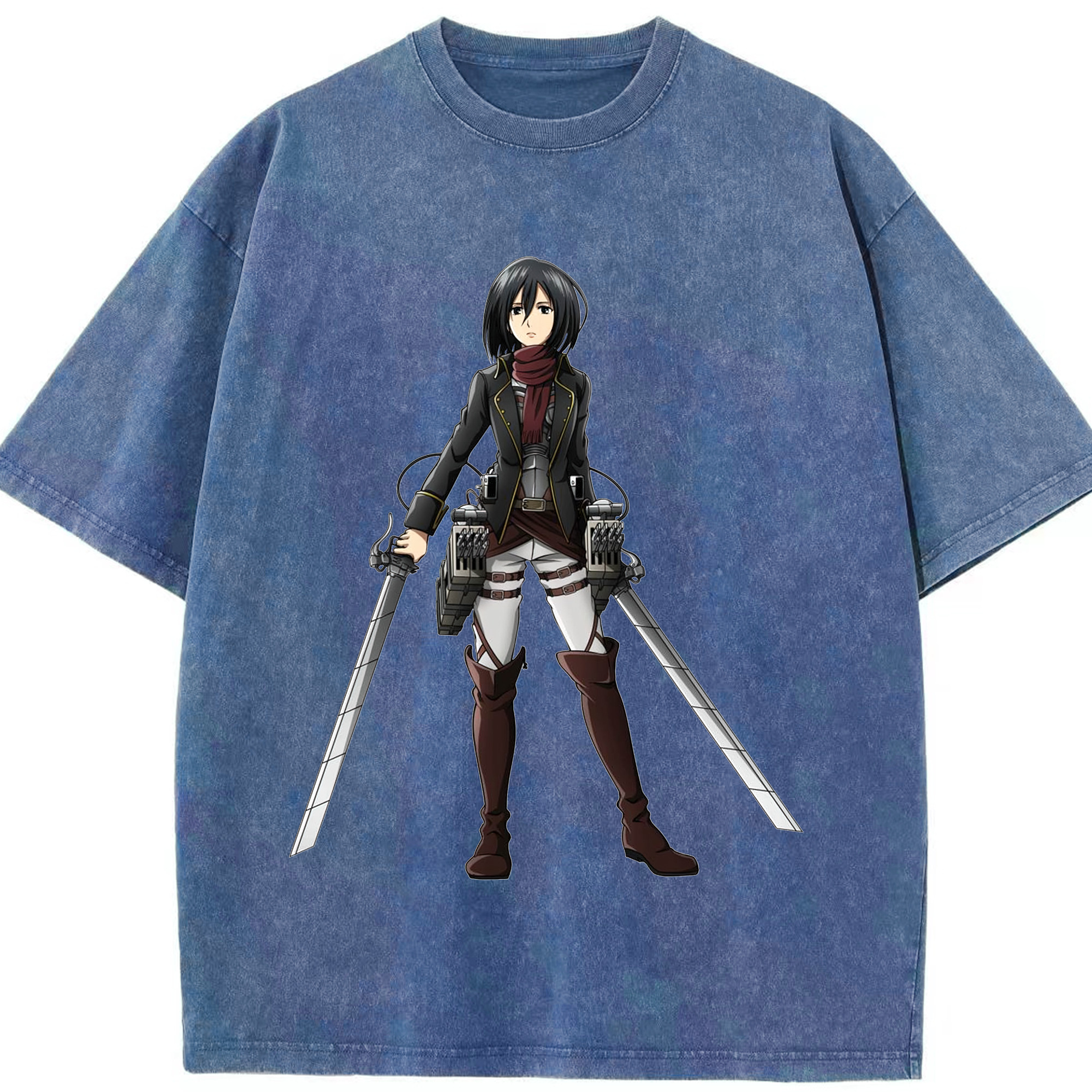 （画像用） 進撃の巨人 ミカサ·アッカーマン Attack on Titan Mikasa Ackerman 綿100% ヴィンテージ風 半袖Tシャツ（フロントプリント）