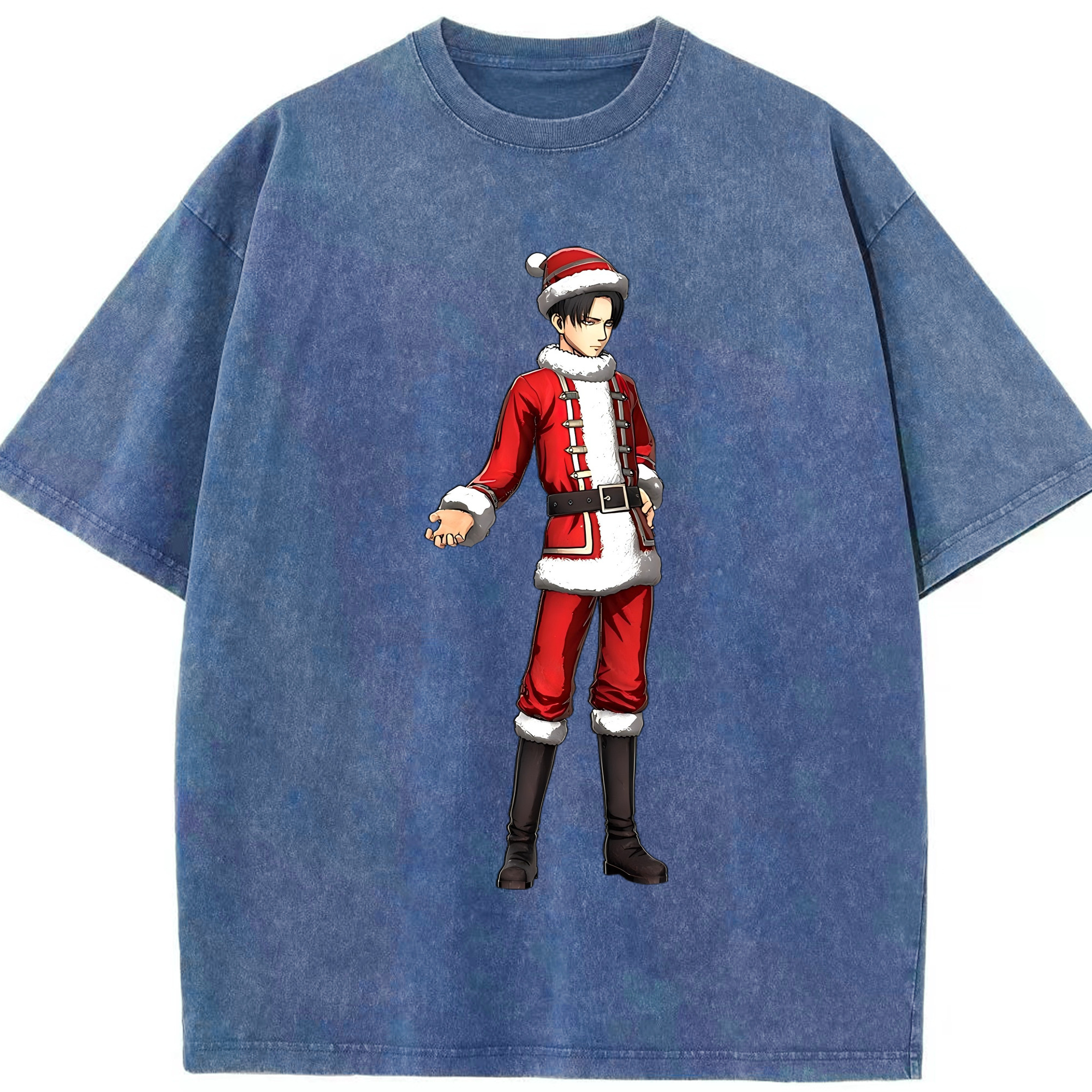 （画像用） 進撃の巨人 リヴァイ·アッカーマン Attack on Titan Levi Ackerman 綿100% ヴィンテージ風 半袖Tシャツ（フロントプリント）