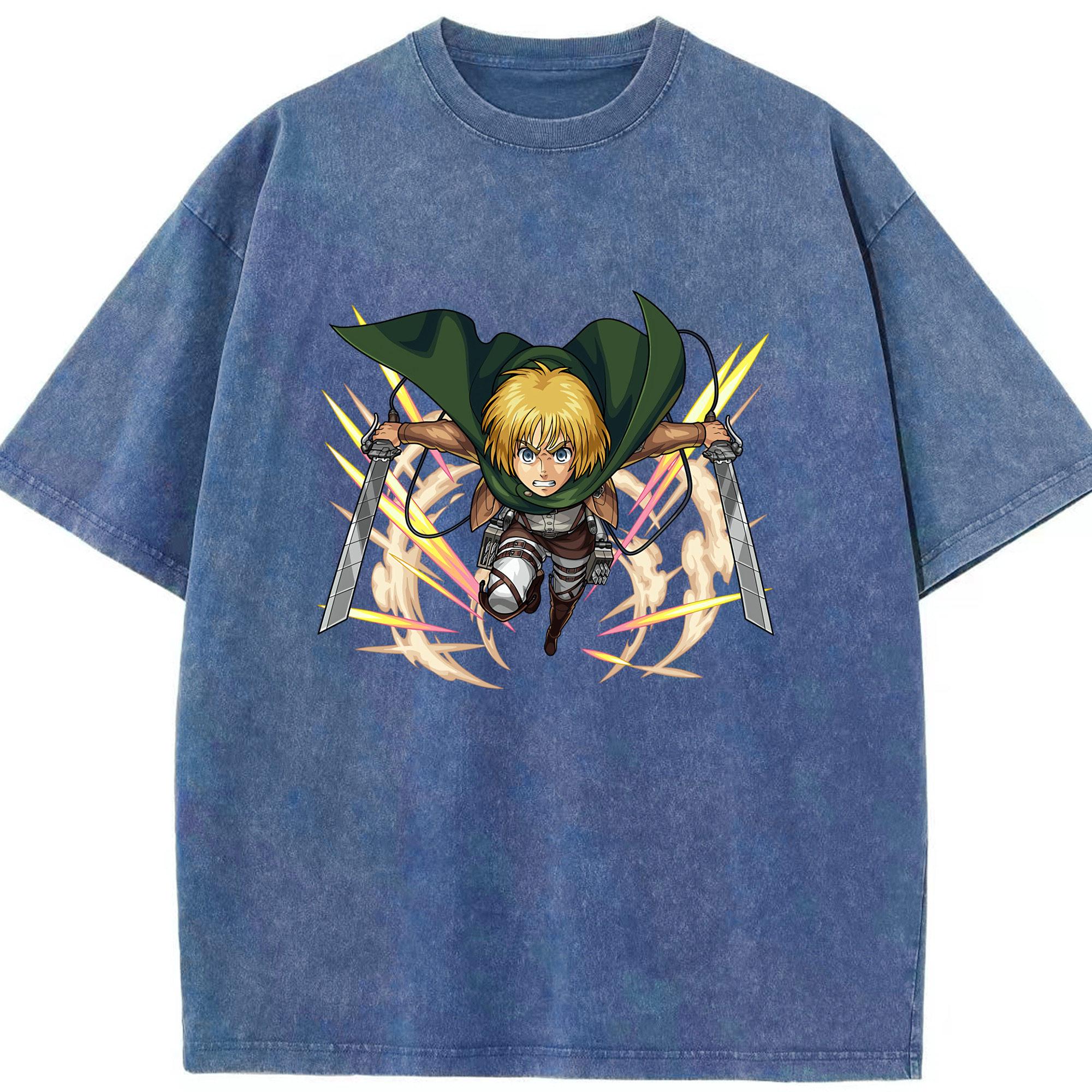 （画像用） 進撃の巨人 アルミン·アルレルト Attack on Titan Armin Arlert 綿100% ヴィンテージ風 半袖Tシャツ（フロントプリント）