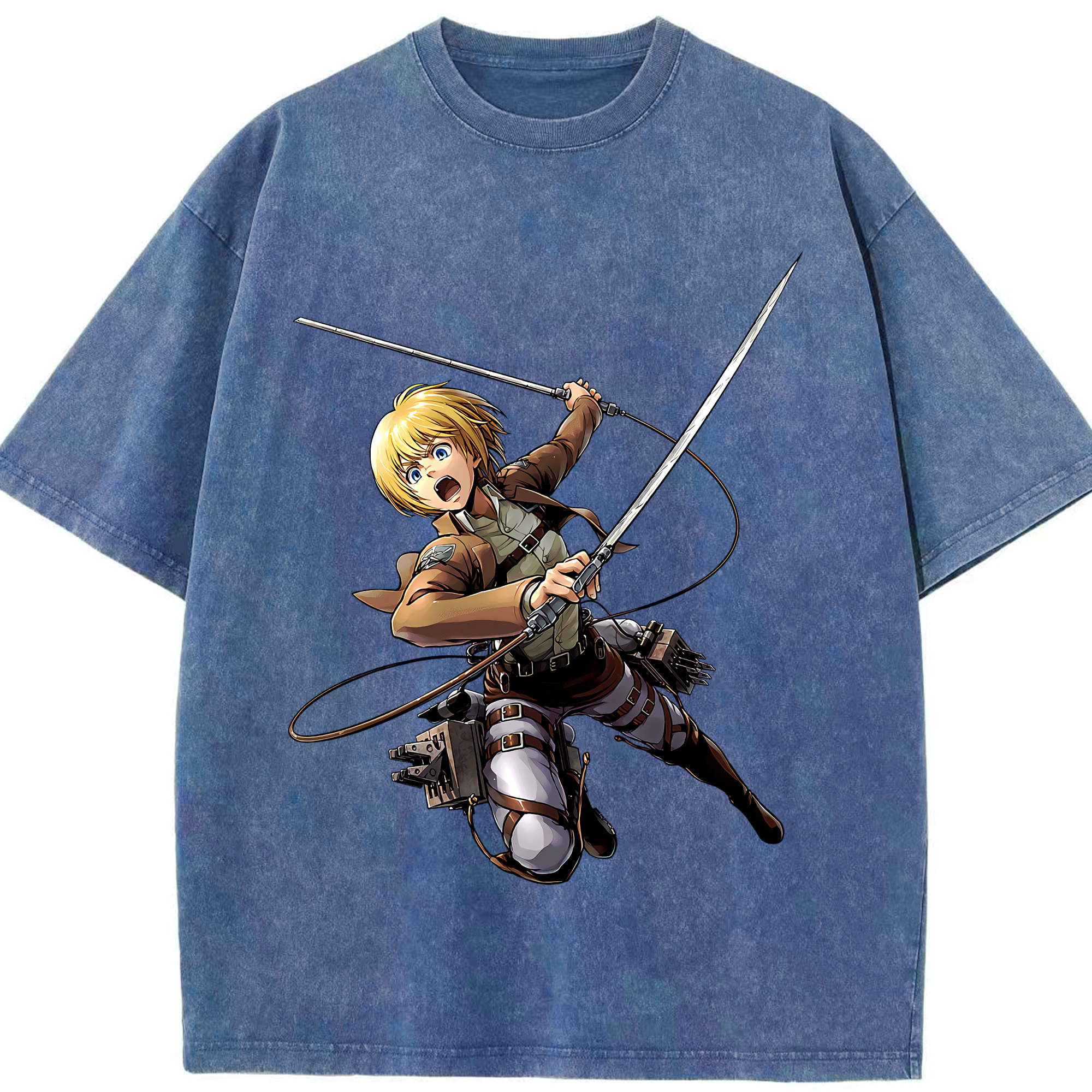 （画像用） 進撃の巨人 アルミン·アルレルト Attack on Titan Armin Arlert 綿100% ヴィンテージ風 半袖Tシャツ（フロントプリント）