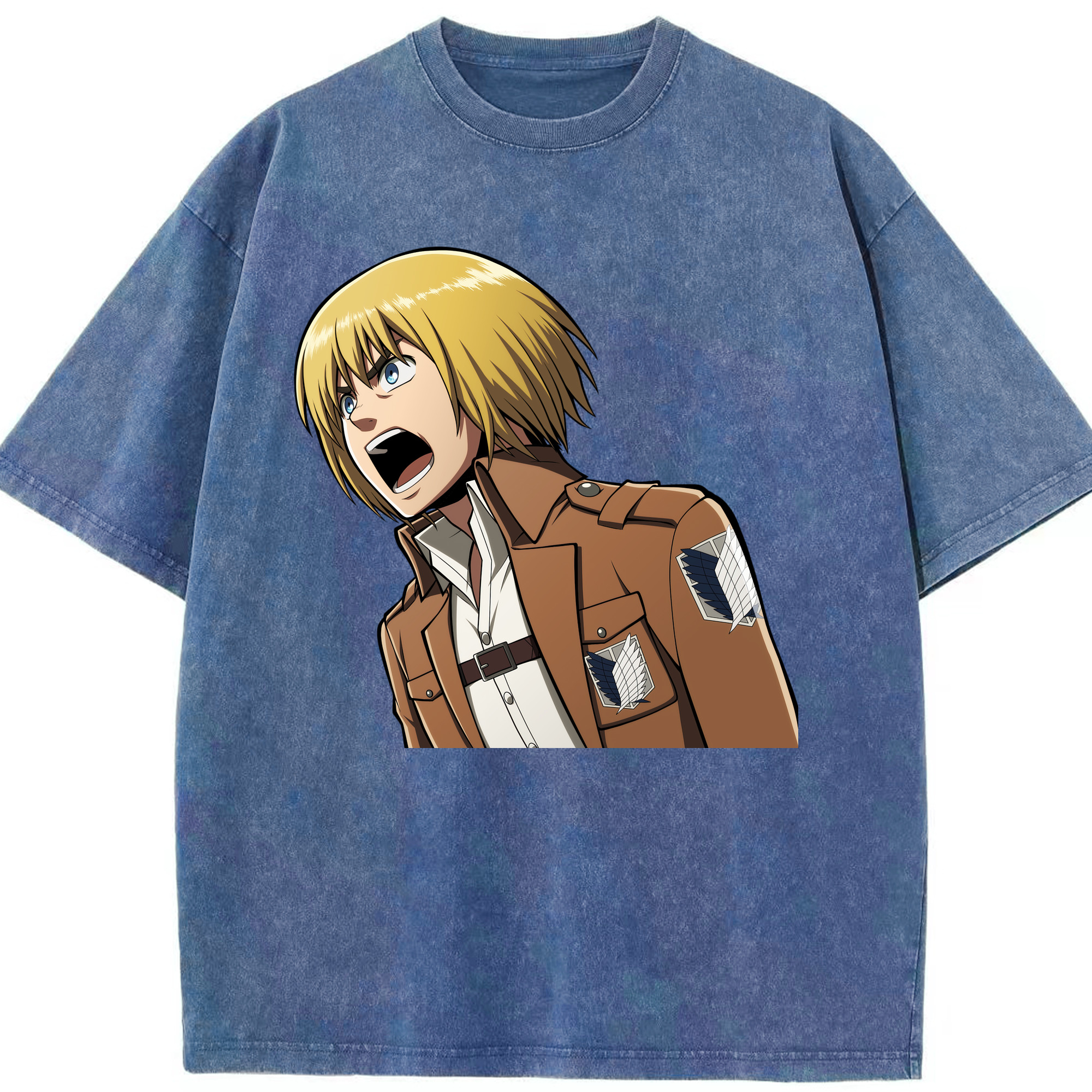 （画像用） 進撃の巨人 アルミン·アルレルト Attack on Titan Armin Arlert 綿100% ヴィンテージ風 半袖Tシャツ（フロントプリント）