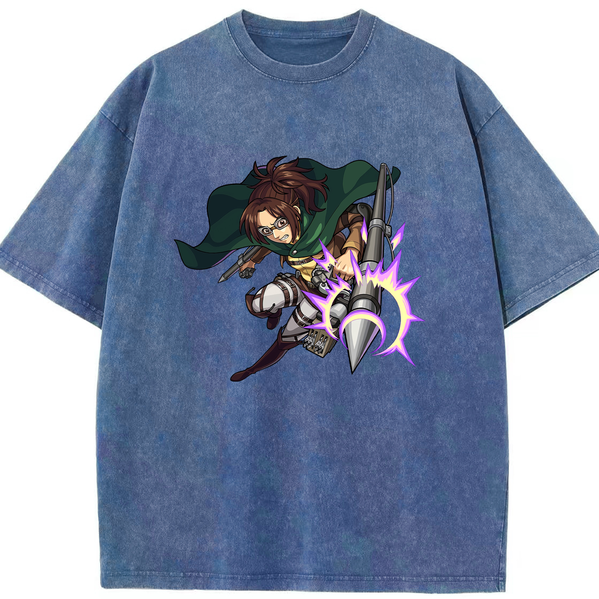 （画像用） 進撃の巨人 ハンジ·ゾエ Attack on Titan Hanji Zoe 綿100% ヴィンテージ風 半袖Tシャツ（フロントプリント）