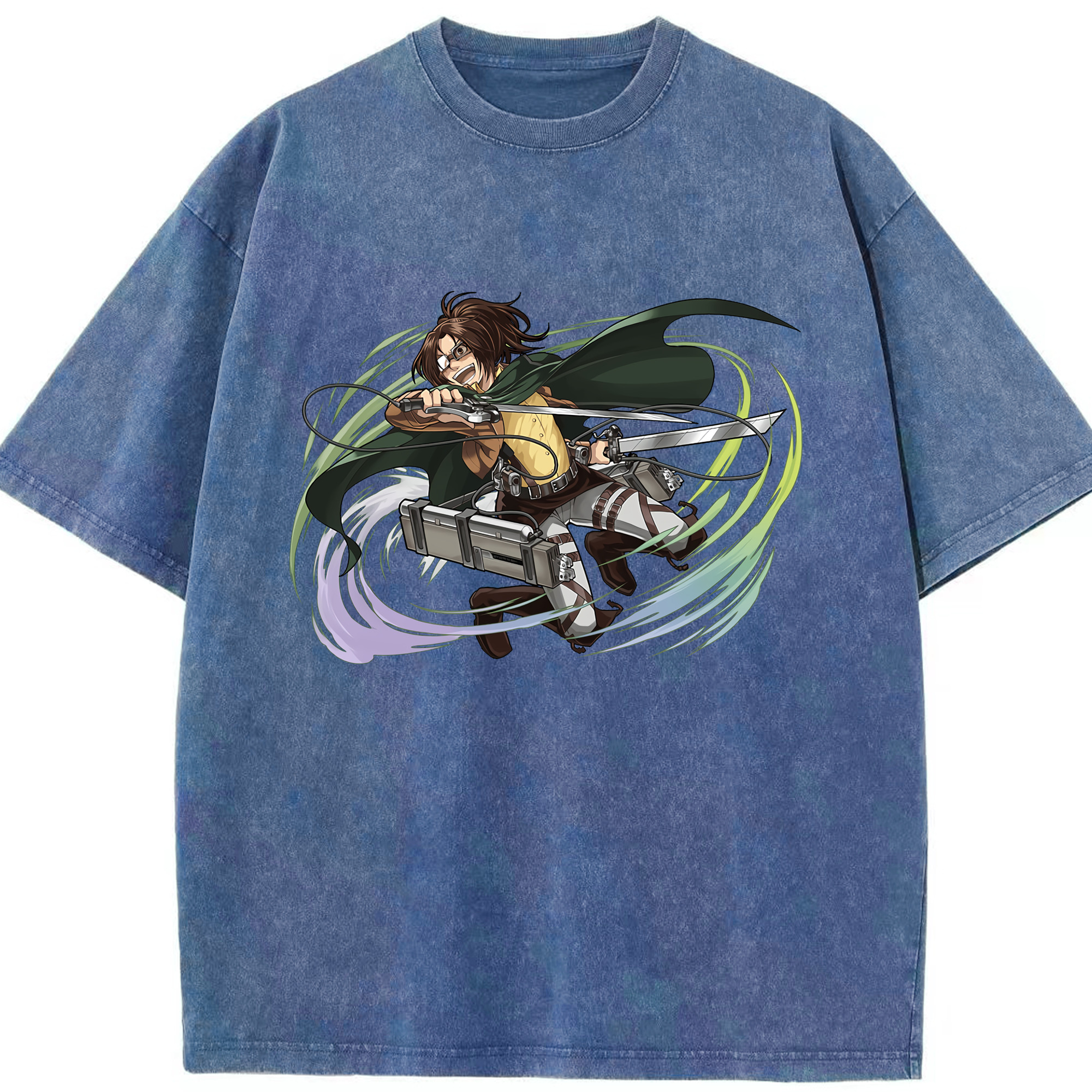 （画像用） 進撃の巨人 ハンジ·ゾエ Attack on Titan Hanji Zoe 綿100% ヴィンテージ風 半袖Tシャツ（フロントプリント）