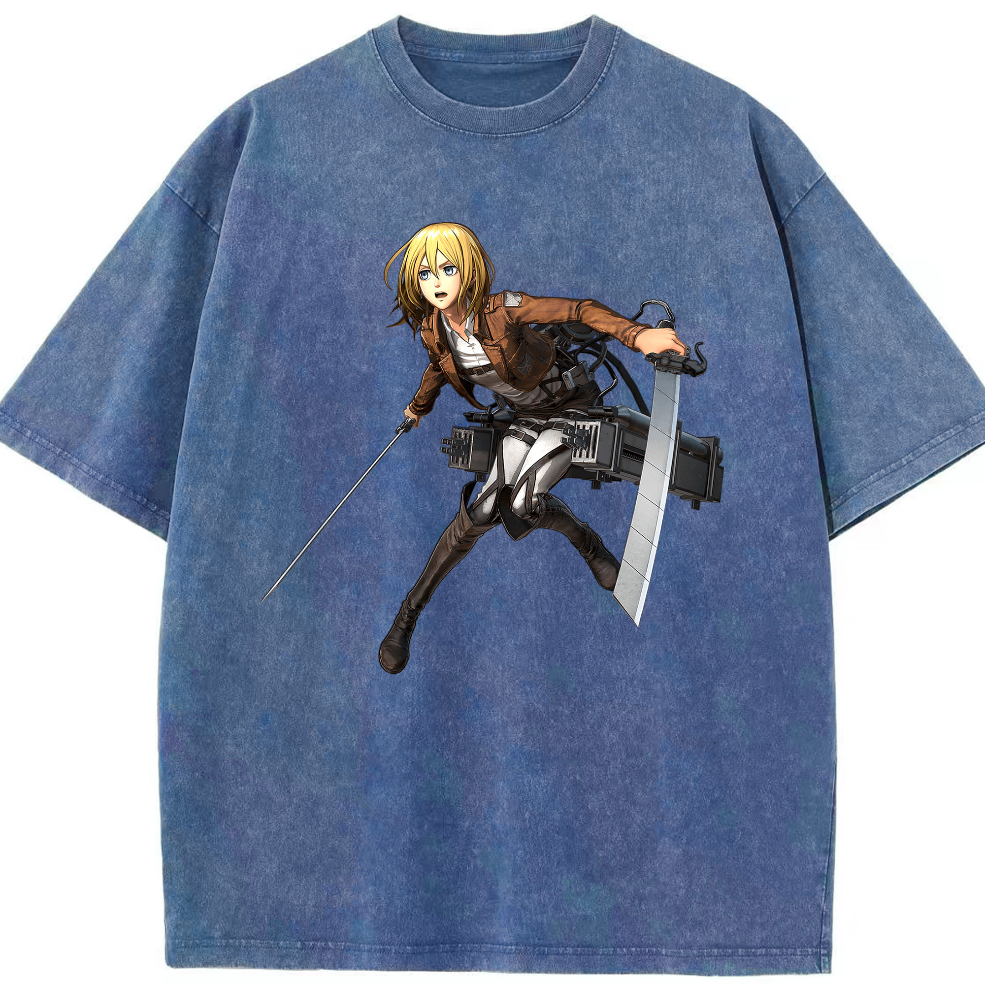 （画像用） 進撃の巨人 クリスタ·レンズ Attack on Titan Christa Lenz 綿100% ヴィンテージ風 半袖Tシャツ（フロントプリント）