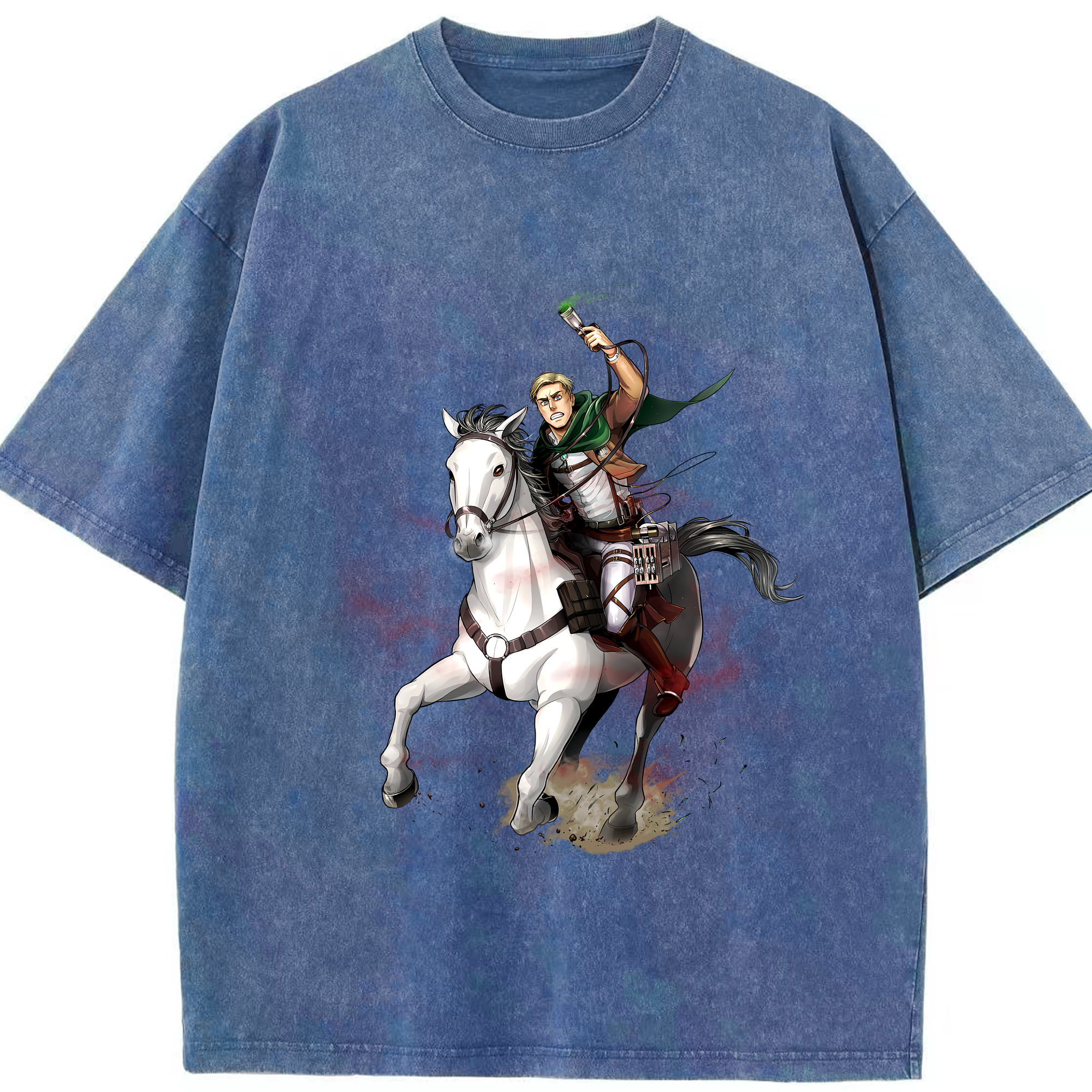 （画像用） 進撃の巨人 エルヴィン・スミス Attack on Titan Erwin Smith 綿100% ヴィンテージ風 半袖Tシャツ（フロントプリント）