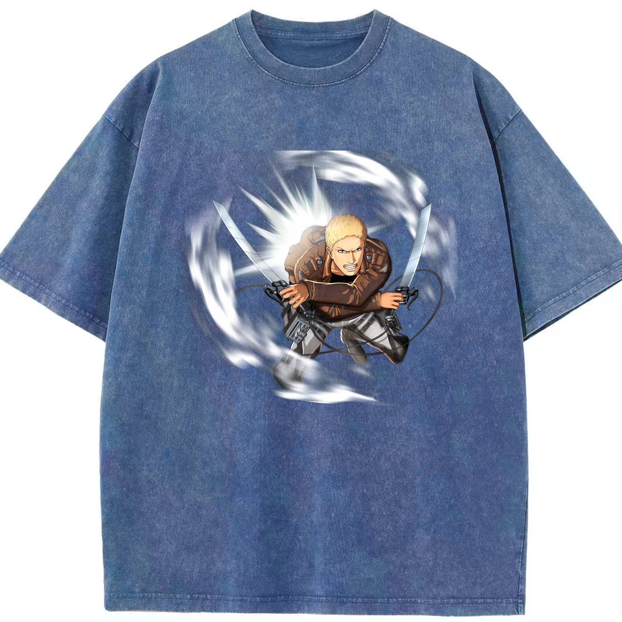 （画像用） 進撃の巨人 ライナー・ブラウン Attack on Titan Reiner Braun 綿100% ヴィンテージ風 半袖Tシャツ（フロントプリント）