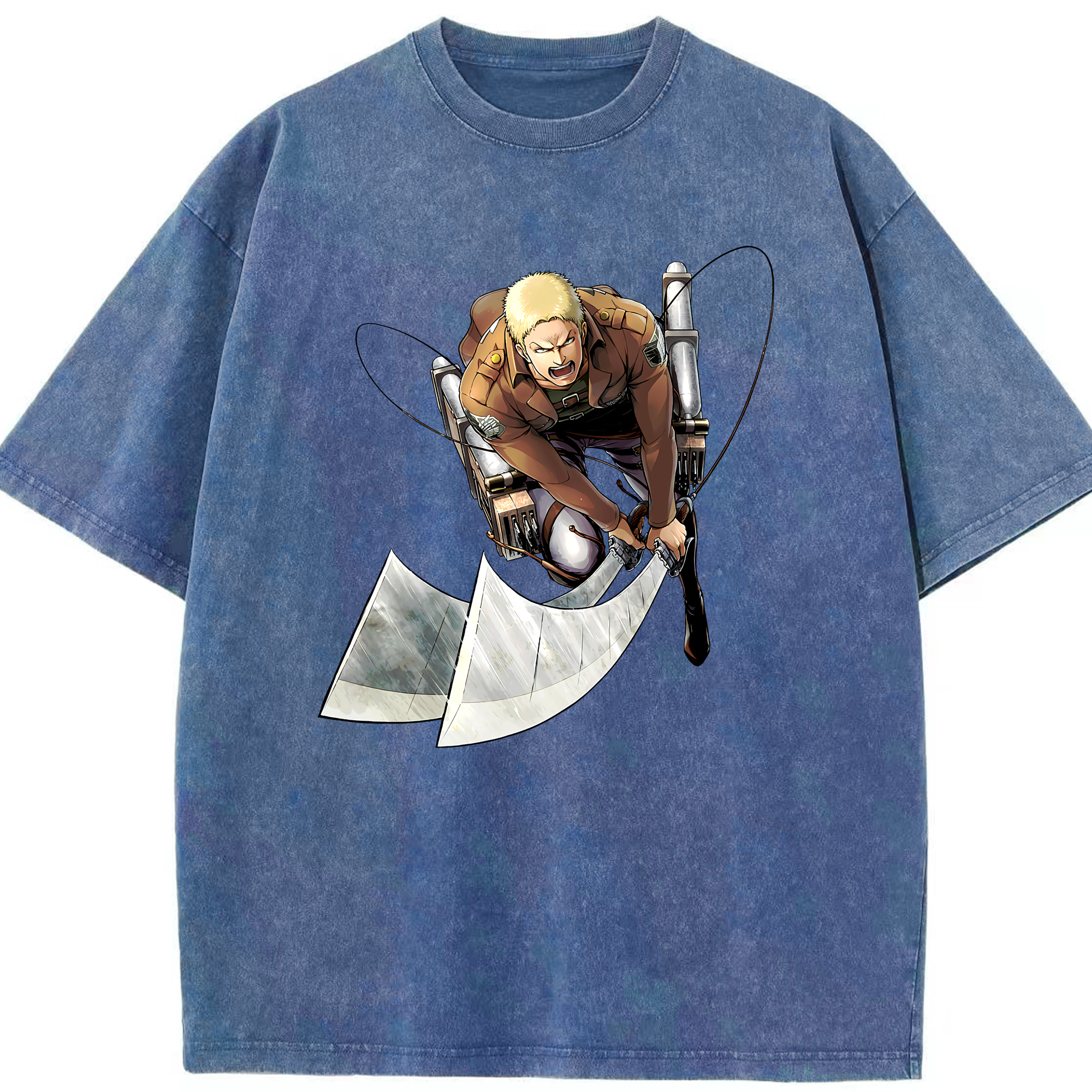 （画像用） 進撃の巨人 ライナー・ブラウン Attack on Titan Reiner Braun 綿100% ヴィンテージ風 半袖Tシャツ（フロントプリント）