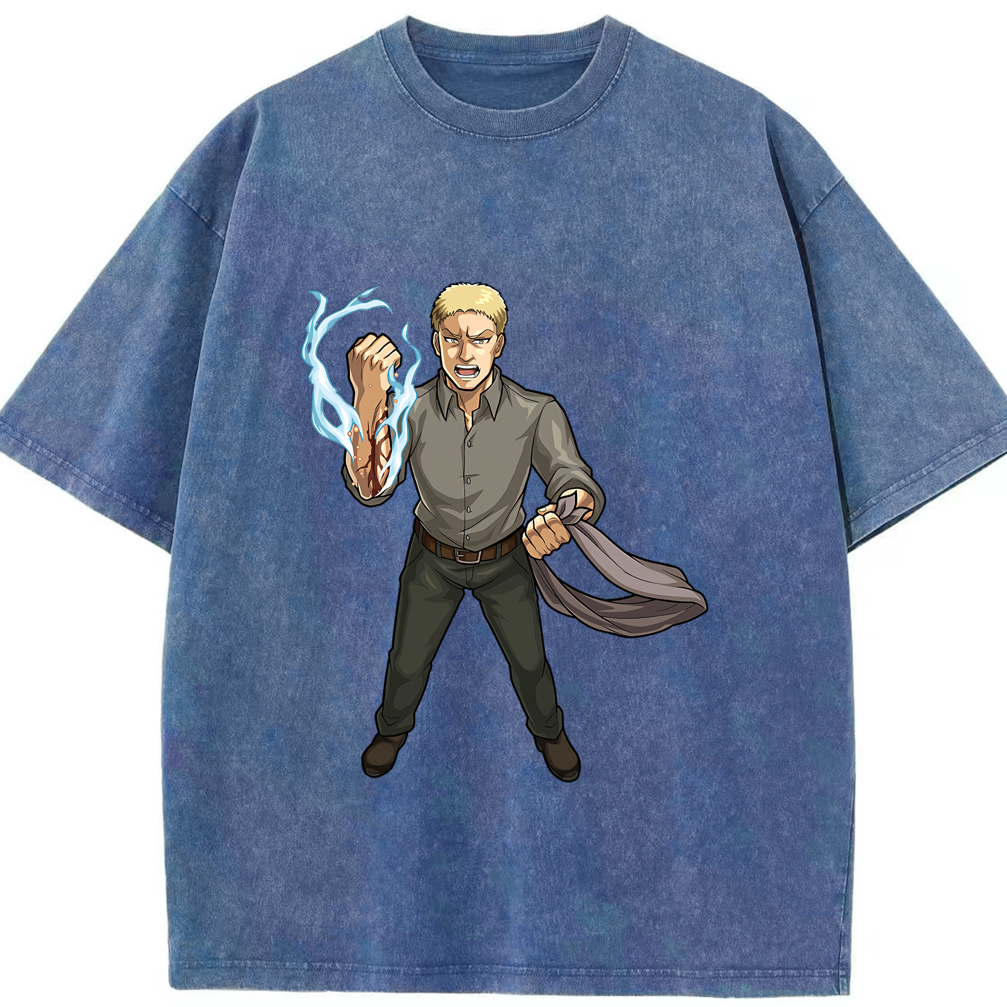 （画像用） 進撃の巨人 ライナー・ブラウン Attack on Titan Reiner Braun 綿100% ヴィンテージ風 半袖Tシャツ（フロントプリント）