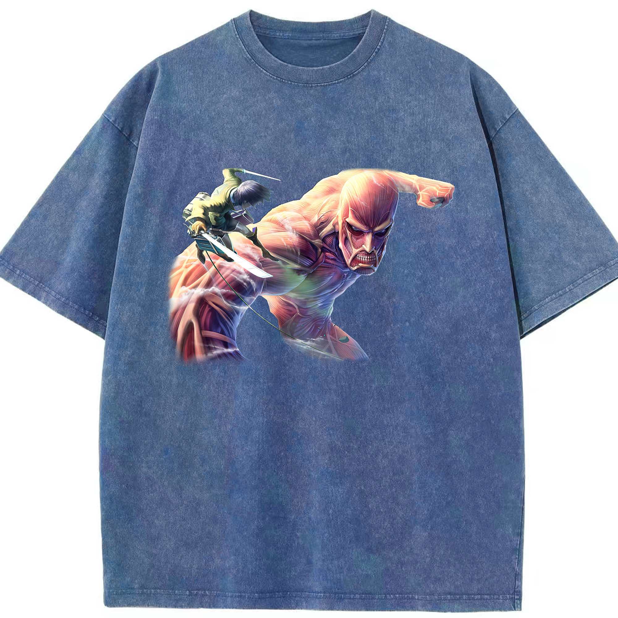 （画像用） 進撃の巨人 Attack on Titan 綿100% ヴィンテージ風 半袖Tシャツ（フロントプリント）
