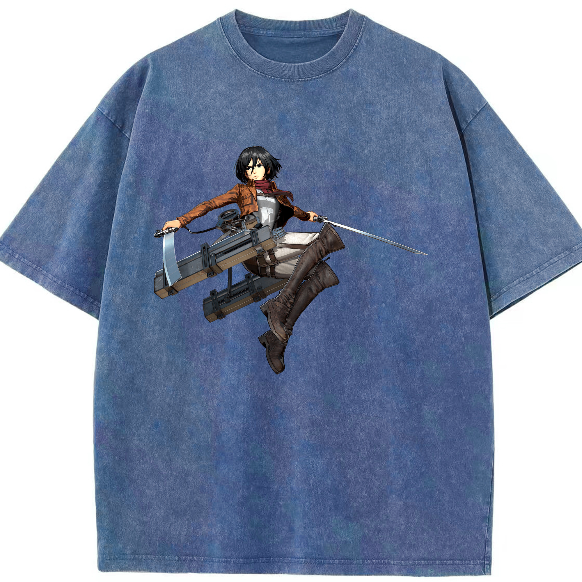 （画像用） 進撃の巨人 ミカサ·アッカーマン Attack on Titan Mikasa Ackerman 綿100% ヴィンテージ風 半袖Tシャツ（フロントプリント）