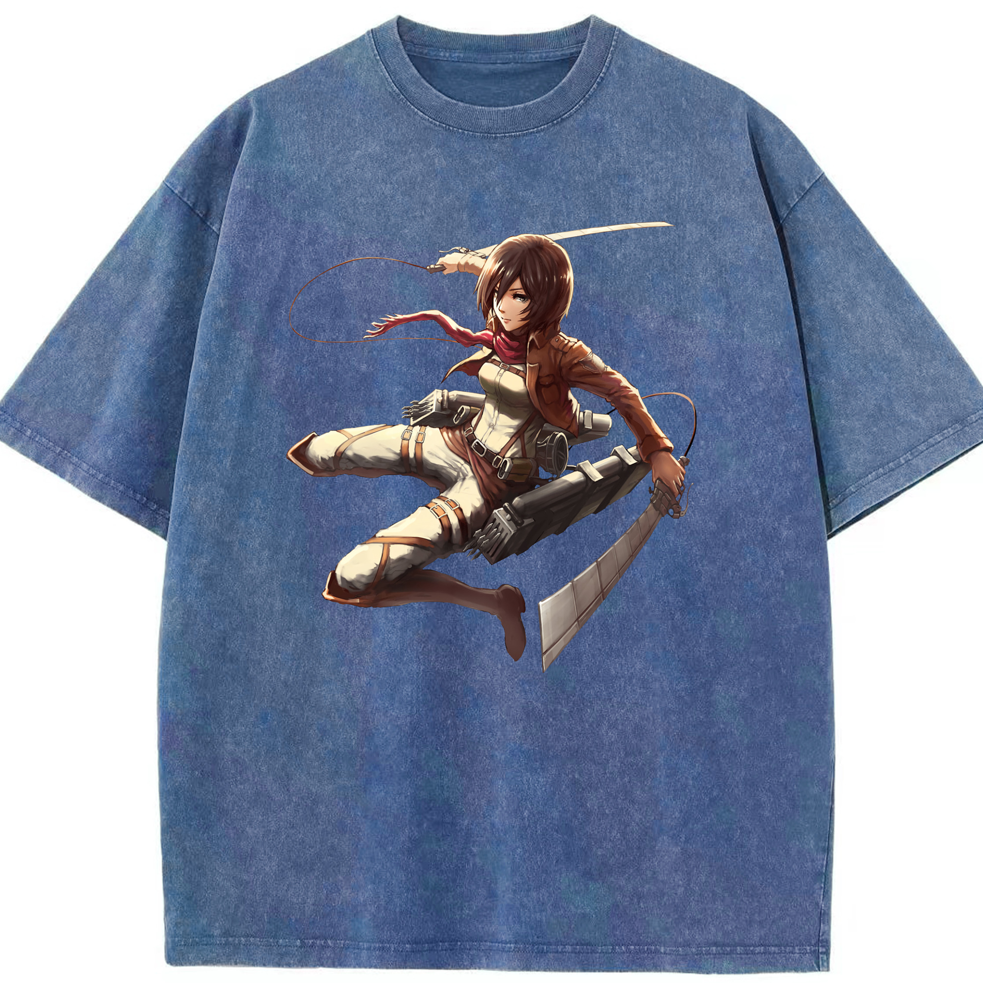 （画像用） 進撃の巨人 ミカサ·アッカーマン Attack on Titan Mikasa Ackerman 綿100% ヴィンテージ風 半袖Tシャツ（フロントプリント）