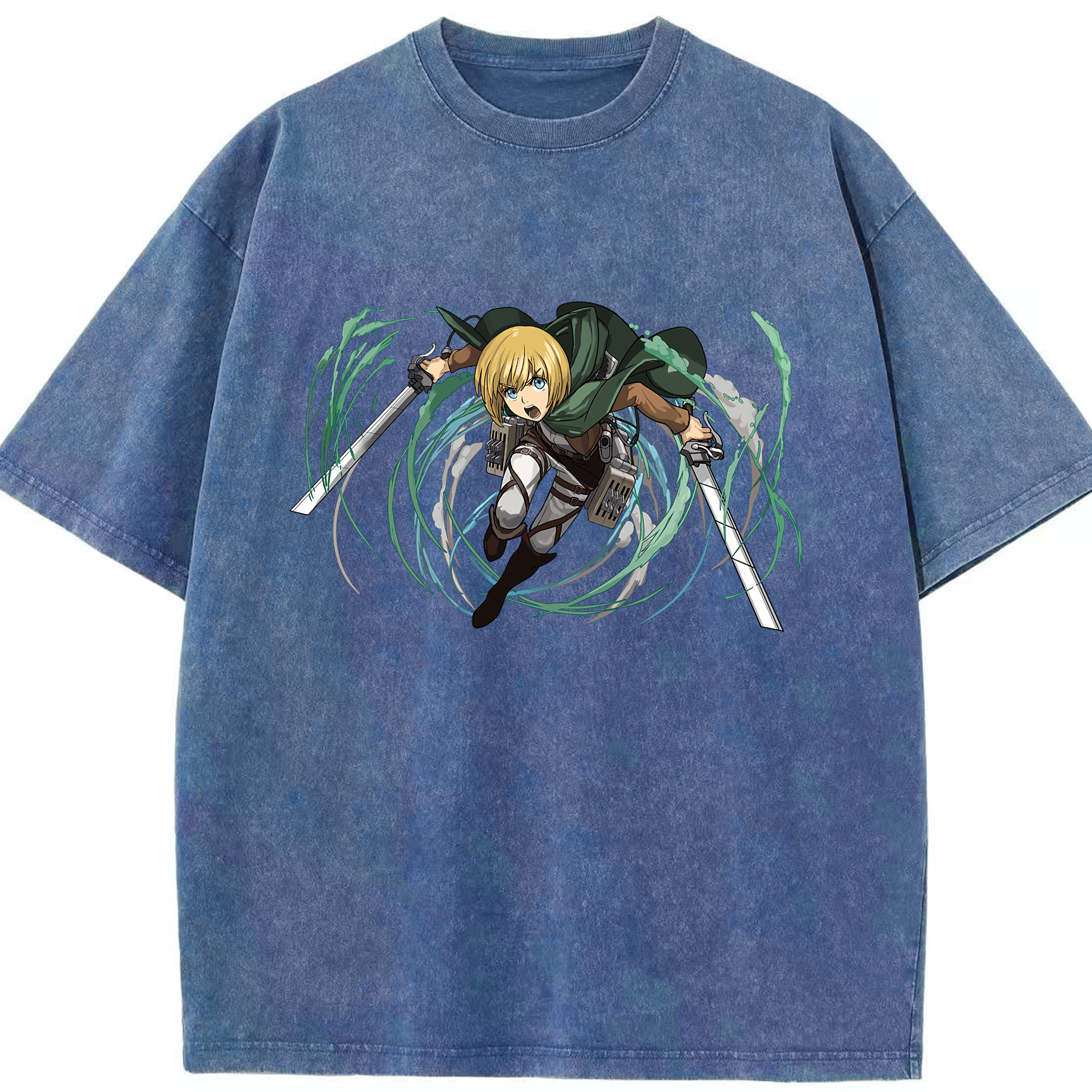 （画像用） 進撃の巨人 アルミン·アルレルト Attack on Titan Armin Arlert 綿100% ヴィンテージ風 半袖Tシャツ（フロントプリント）