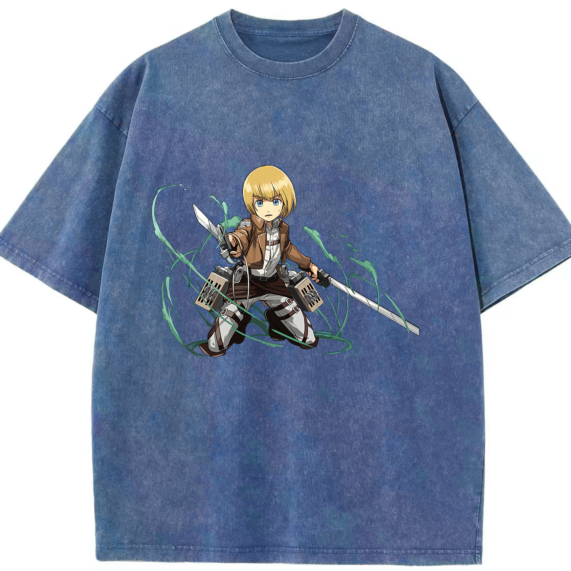 （画像用） 進撃の巨人 アルミン·アルレルト Attack on Titan Armin Arlert 綿100% ヴィンテージ風 半袖Tシャツ（フロントプリント）